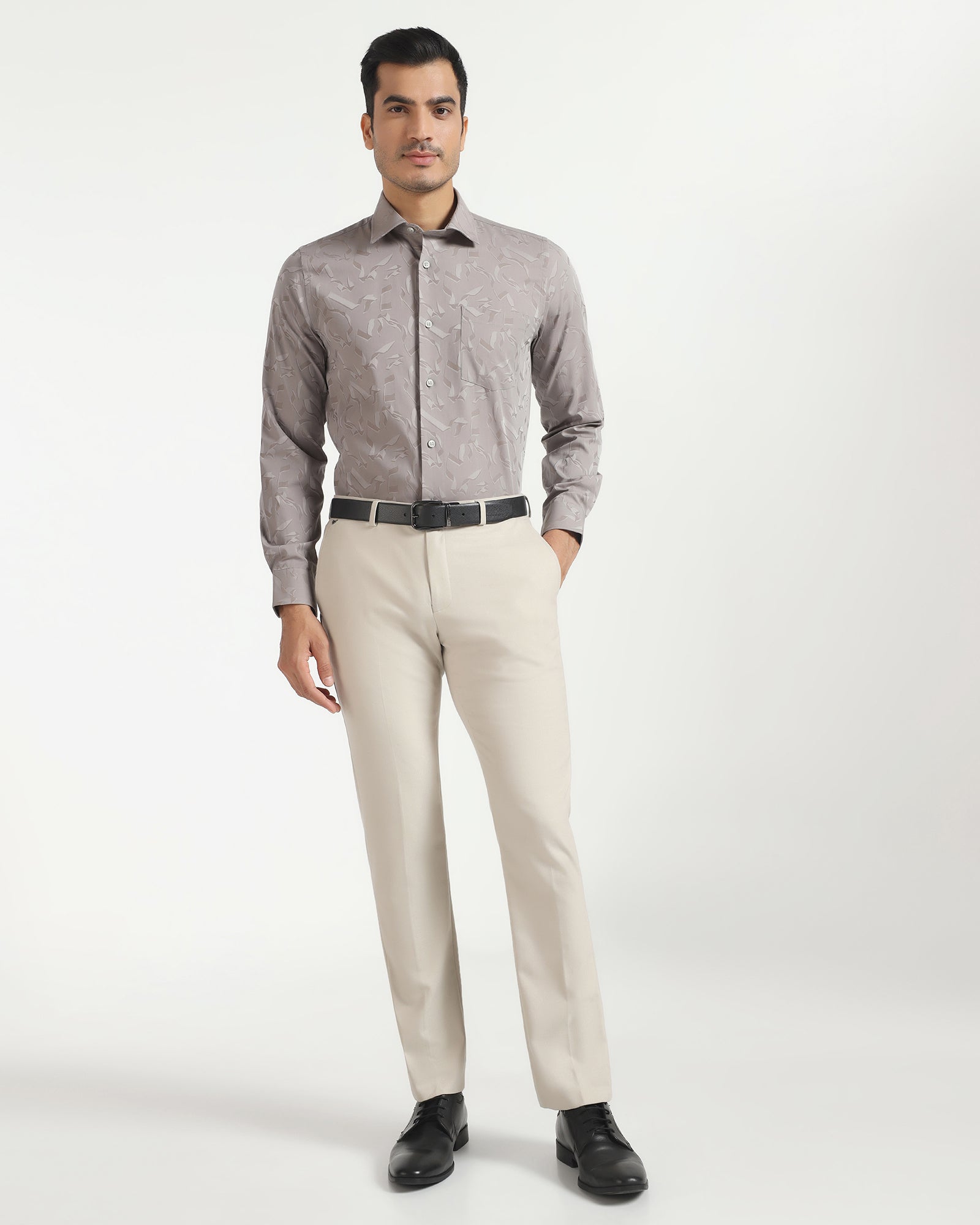 Formal Light Grey Jacquard Shirt - Riley
