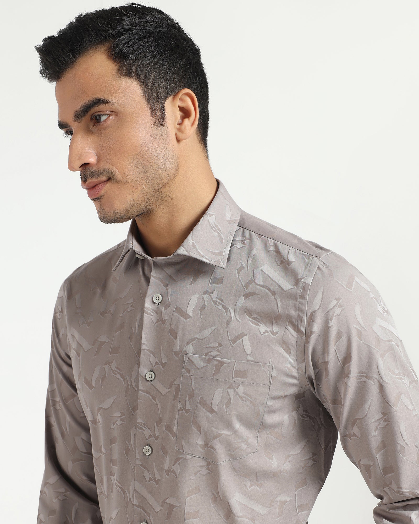 Formal Light Grey Jacquard Shirt - Riley
