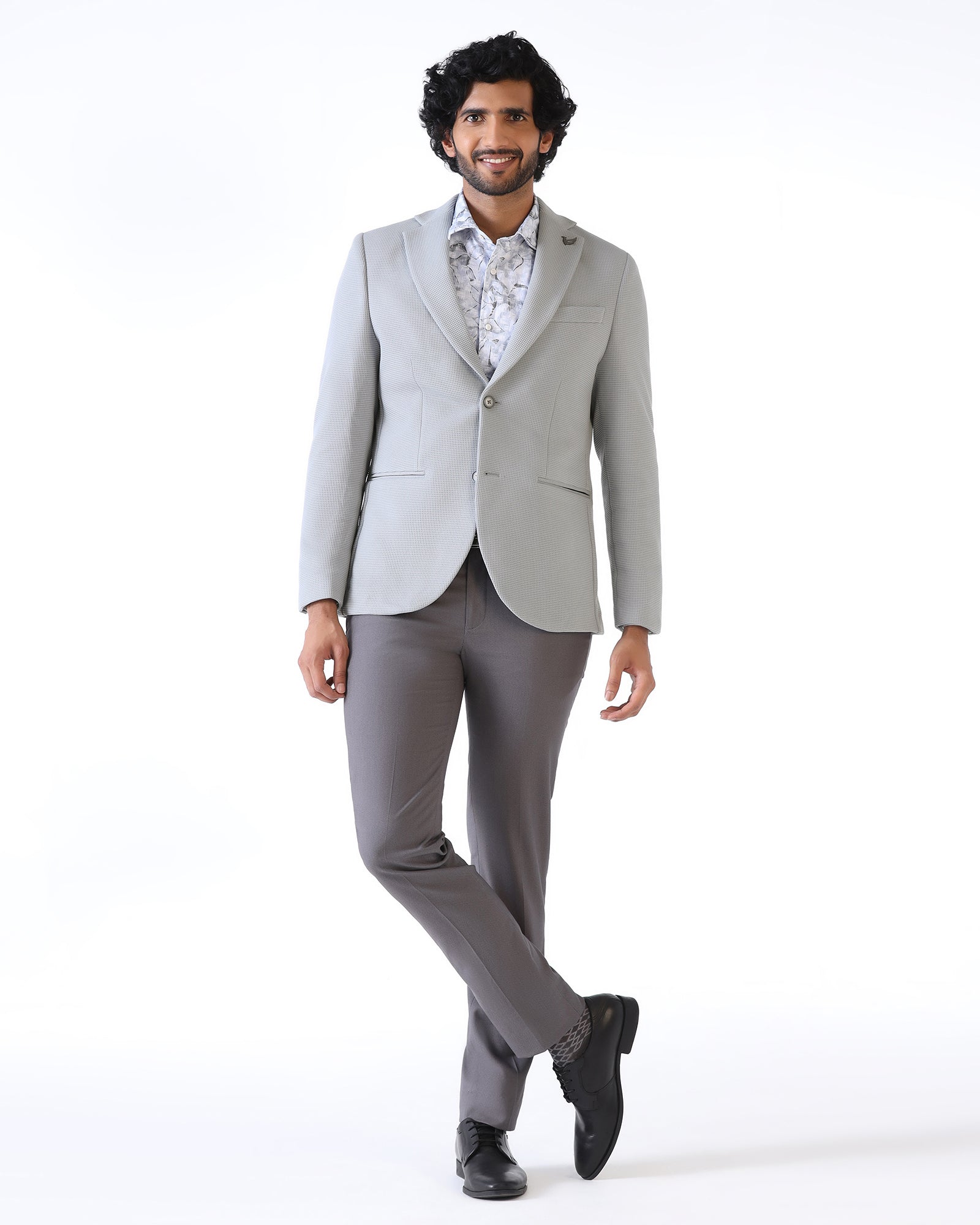 Light Grey Textured Blazer - Belvedere