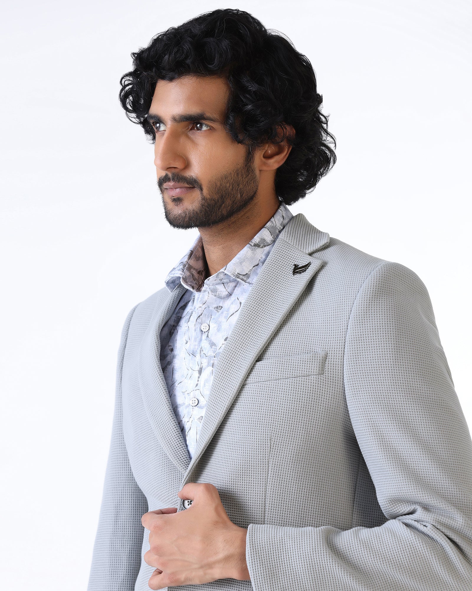 Light Grey Textured Blazer - Belvedere
