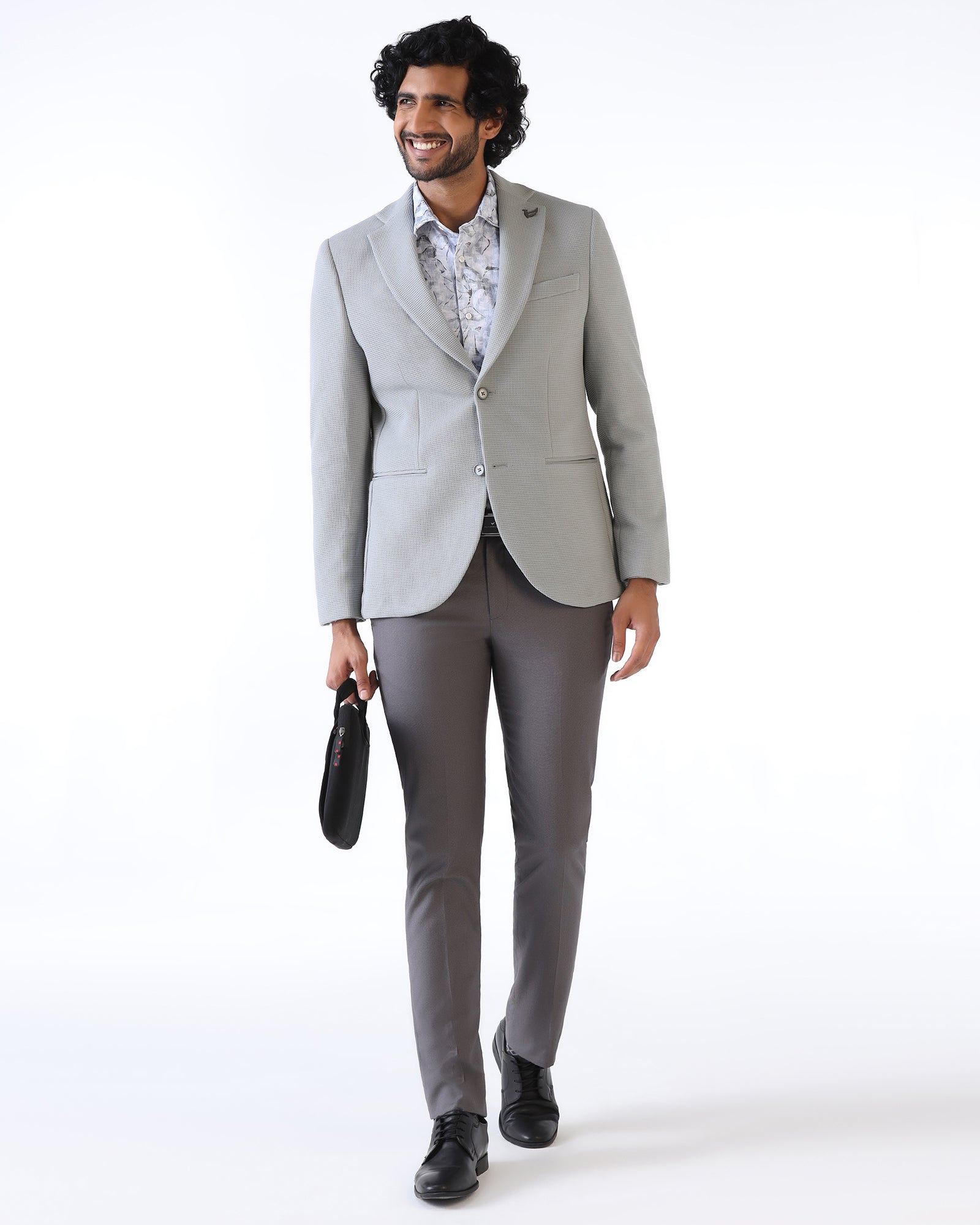 Light Grey Textured Blazer - Belvedere
