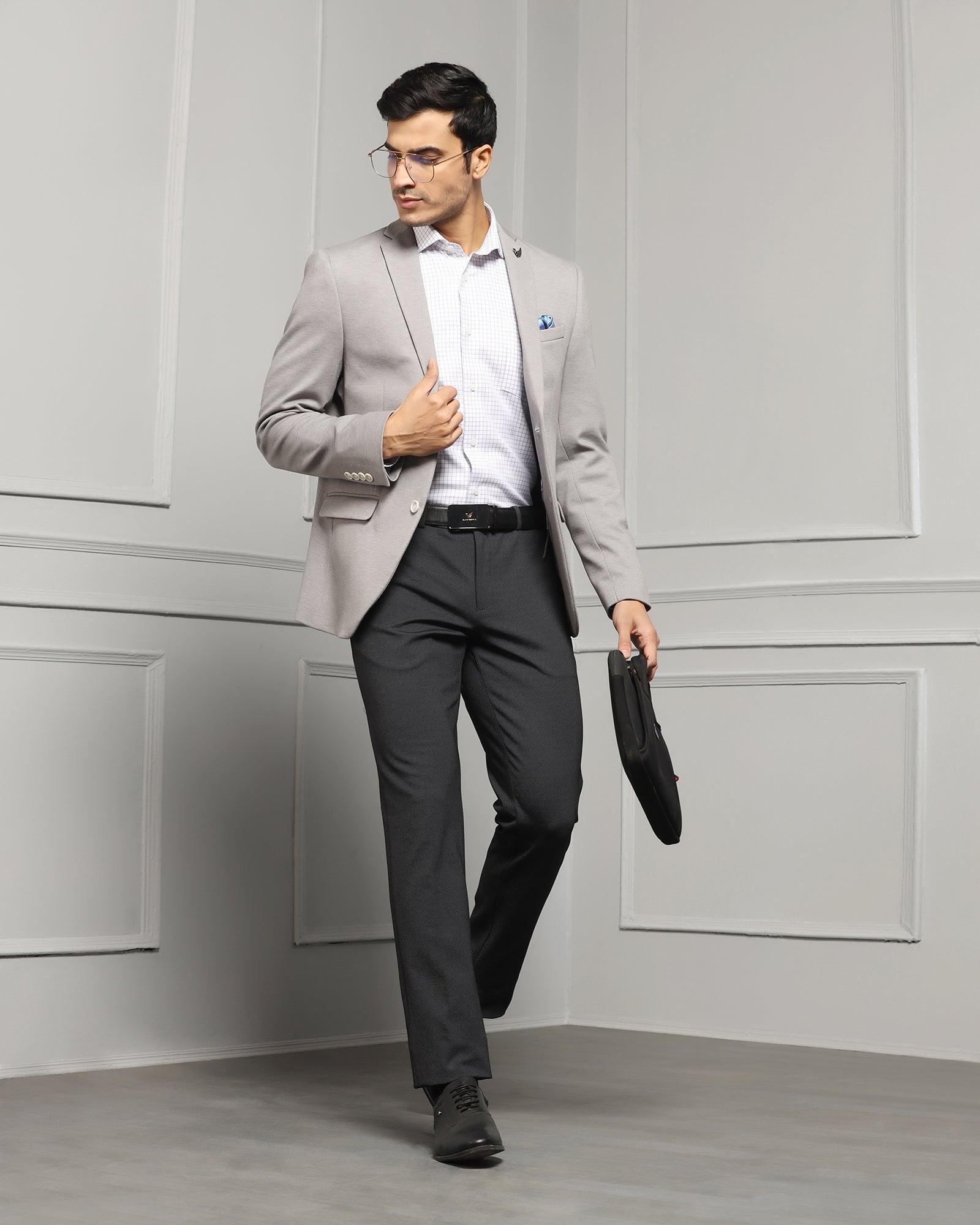 Formal Light Grey Textured Blazer - Caleb - Blackberrys