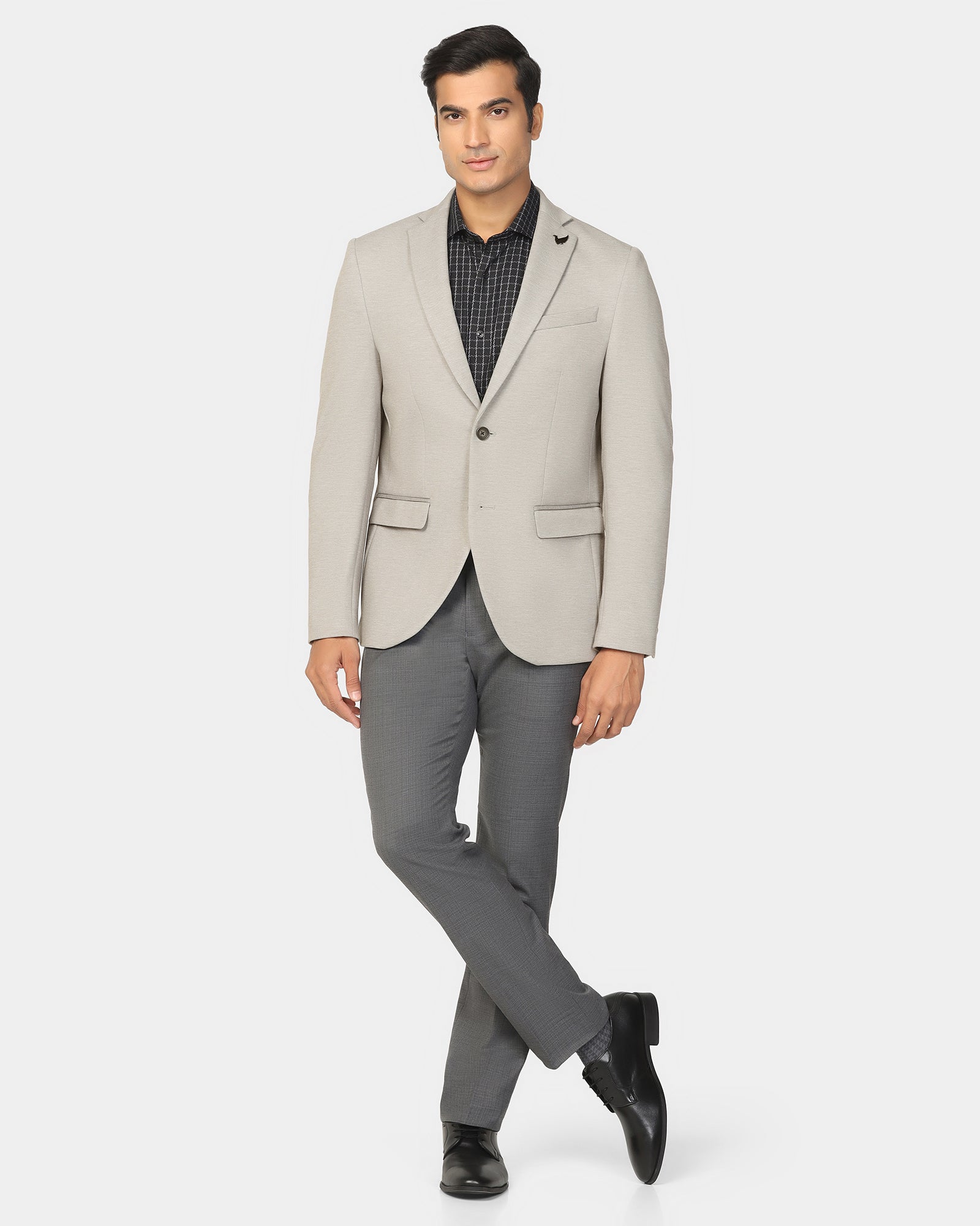 Formal Light Grey Textured Blazer - Dylan