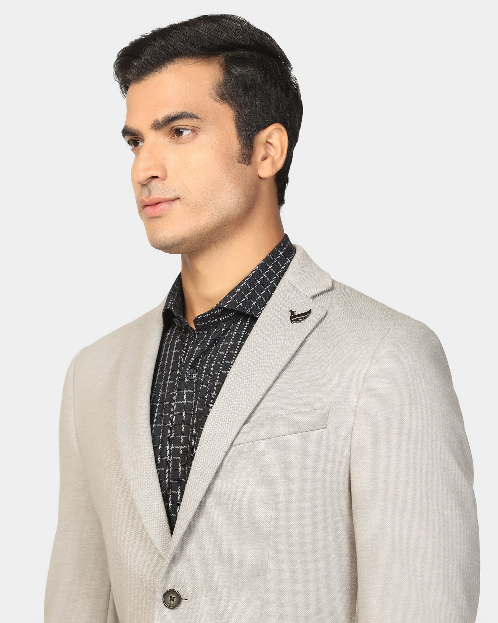 Formal Light Grey Textured Blazer - Dylan
