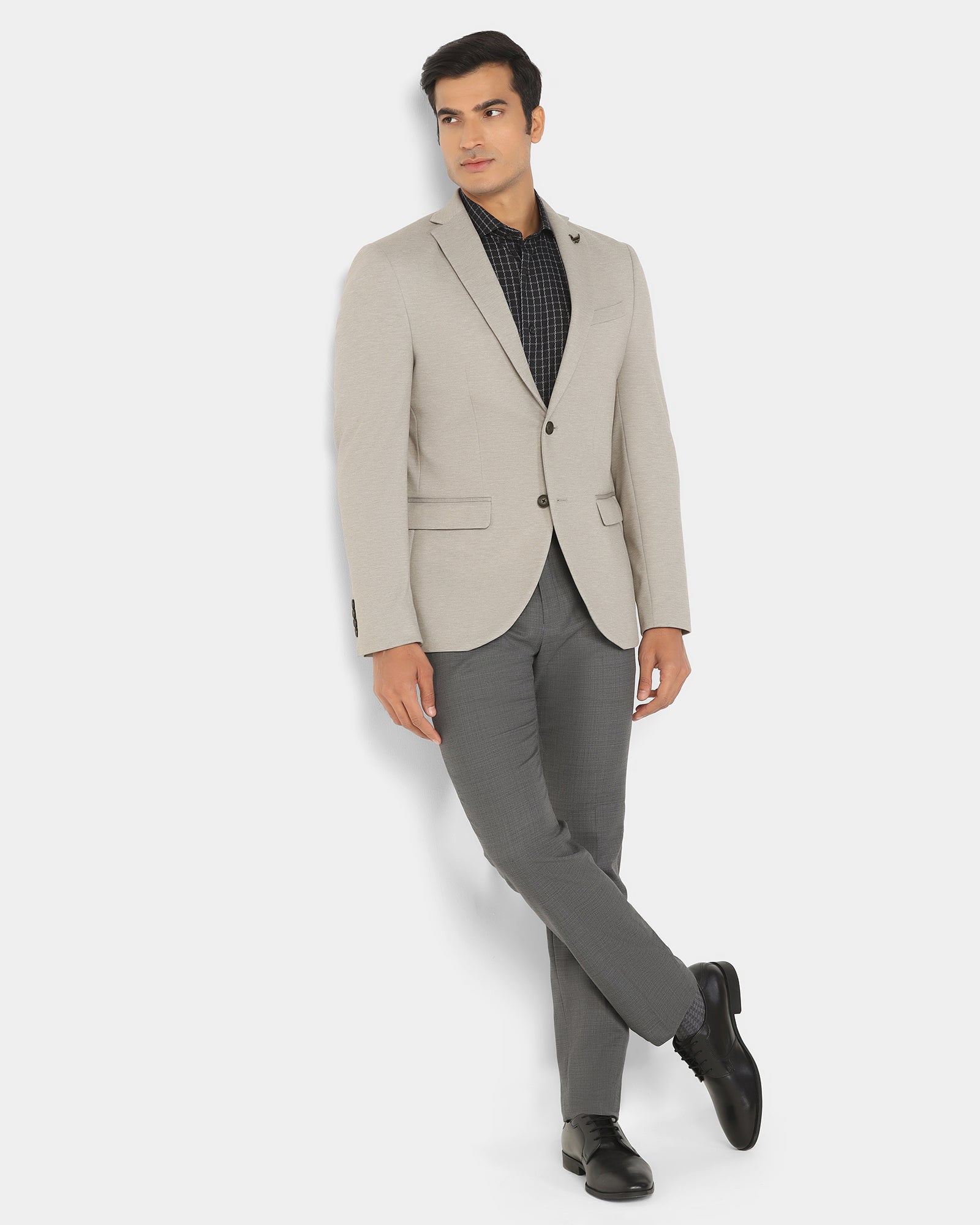 Formal Light Grey Textured Blazer - Dylan