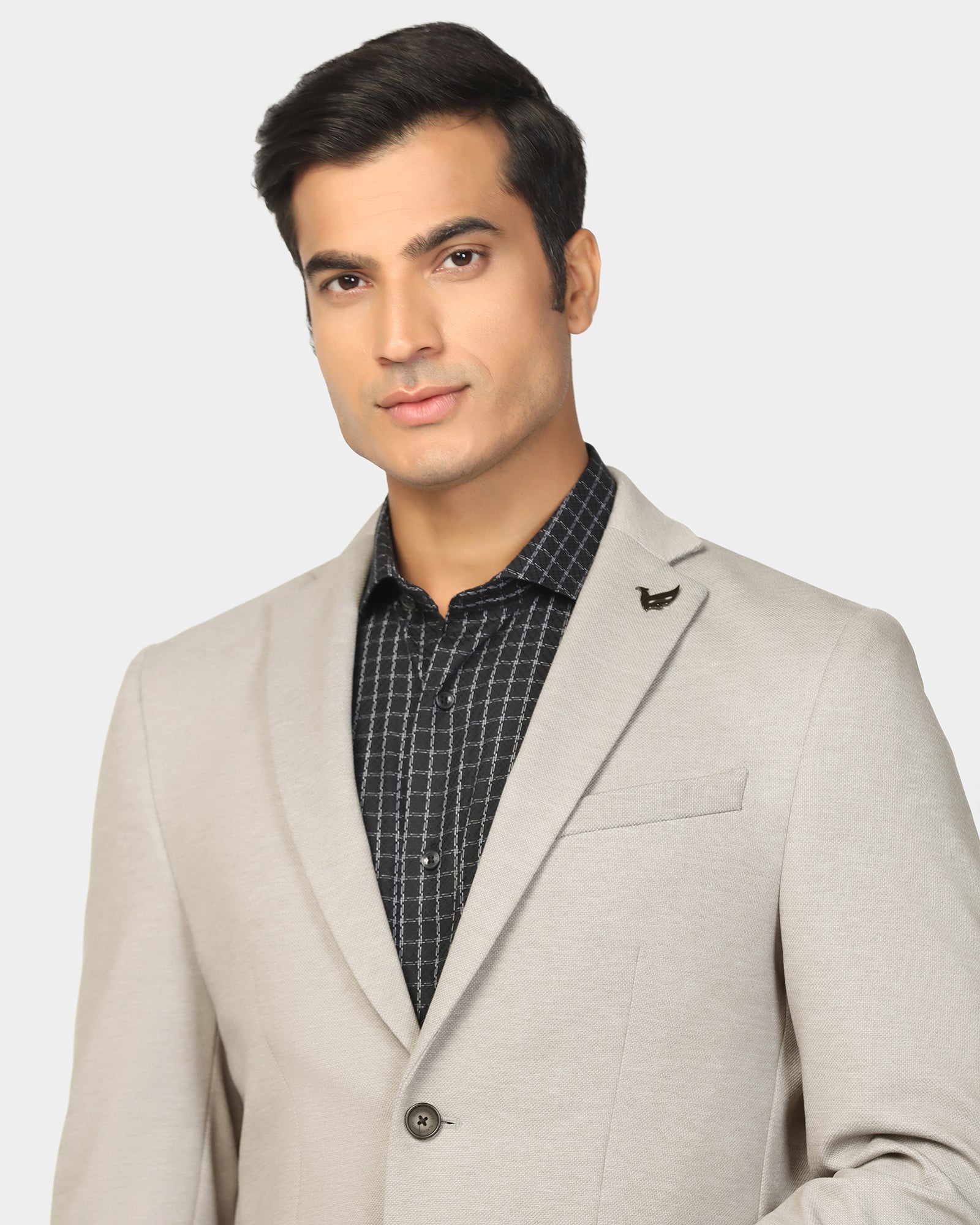 Formal Light Grey Textured Blazer - Dylan