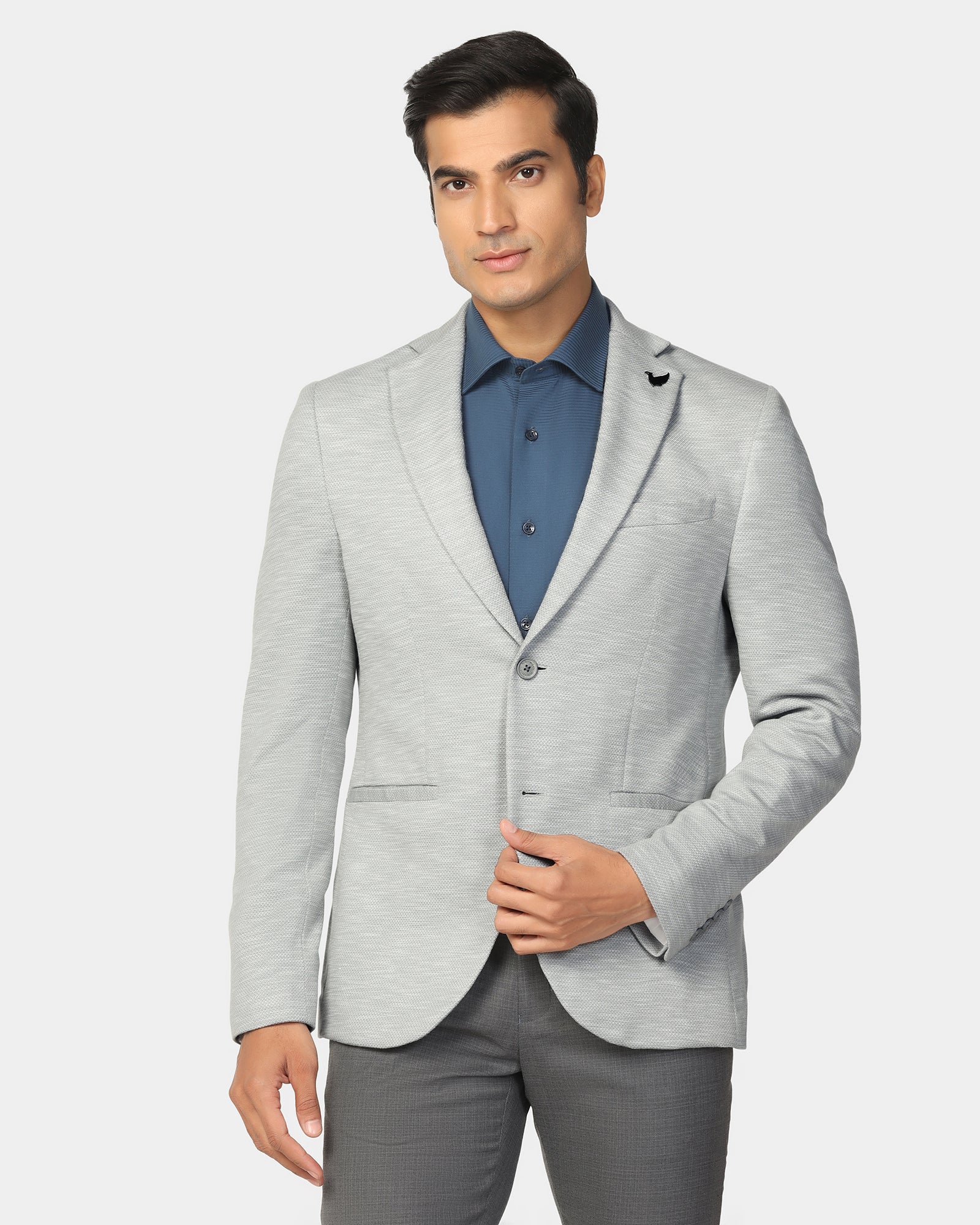 Formal Light Grey Textured Blazer - Jacobs