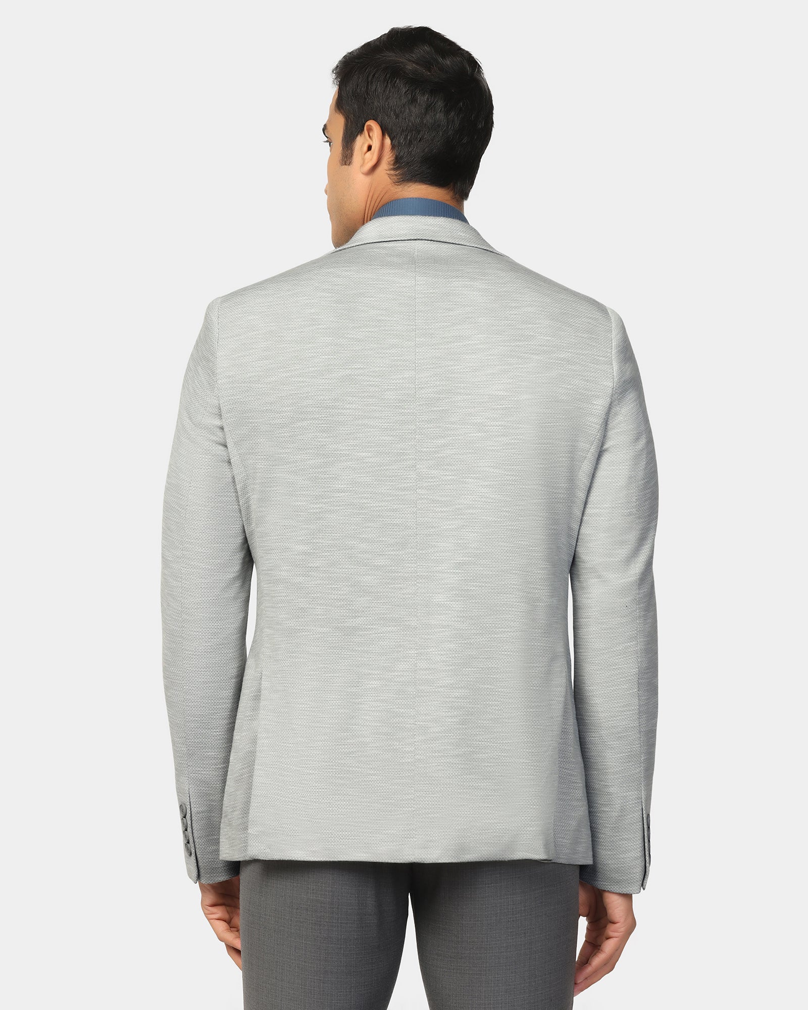 Formal Light Grey Textured Blazer - Jacobs