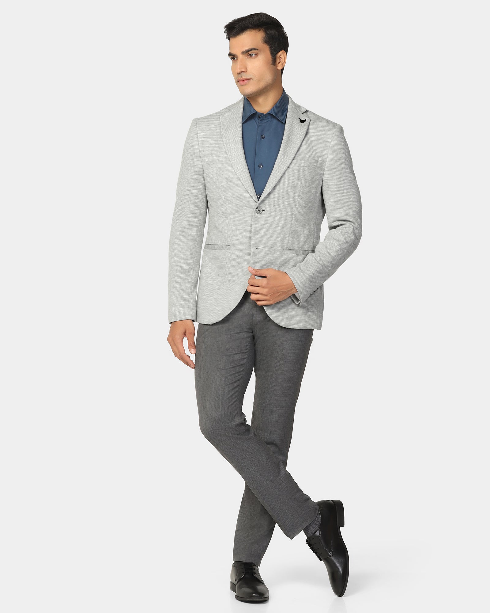 Formal Light Grey Textured Blazer - Jacobs