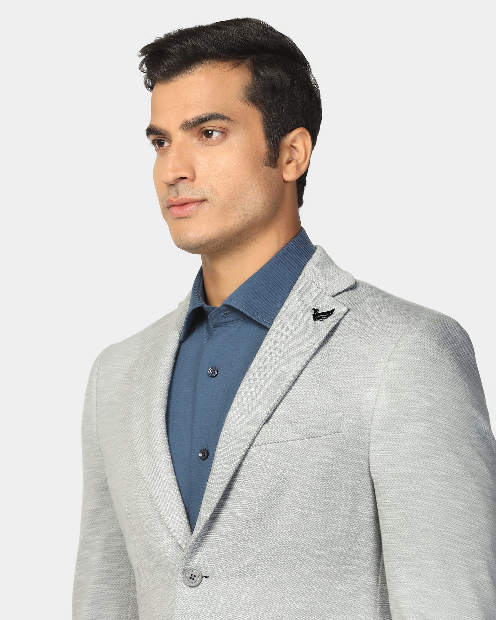 Formal Light Grey Textured Blazer - Jacobs