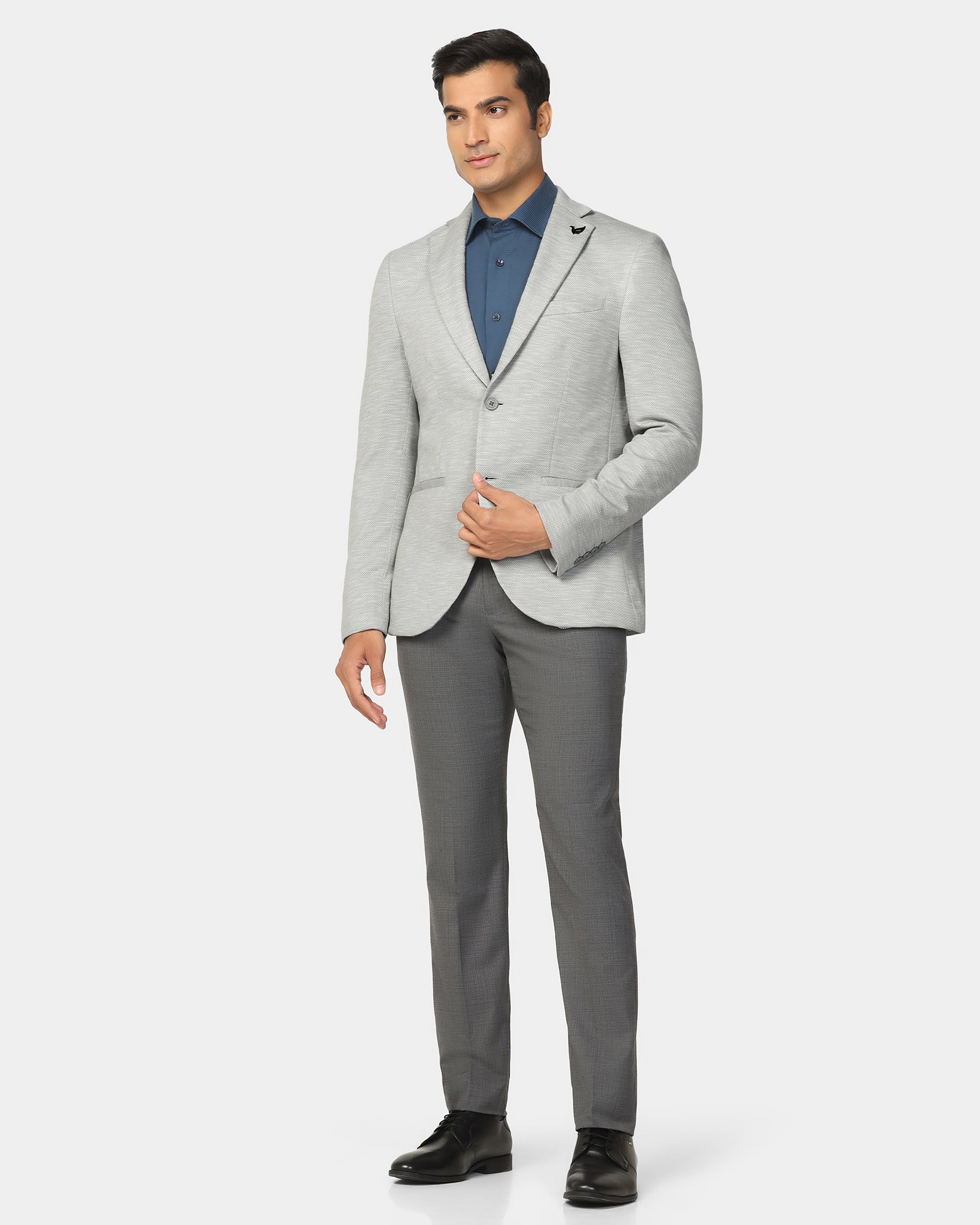 Formal Light Grey Textured Blazer - Jacobs