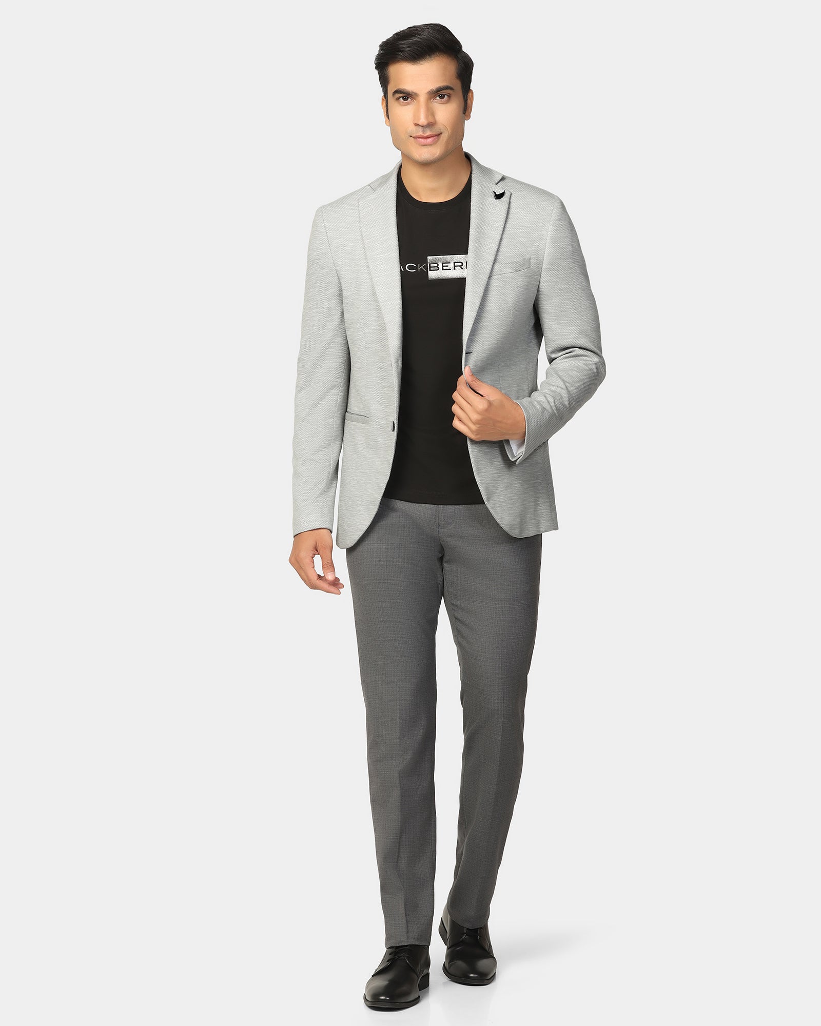Formal Light Grey Textured Blazer - Jacobs