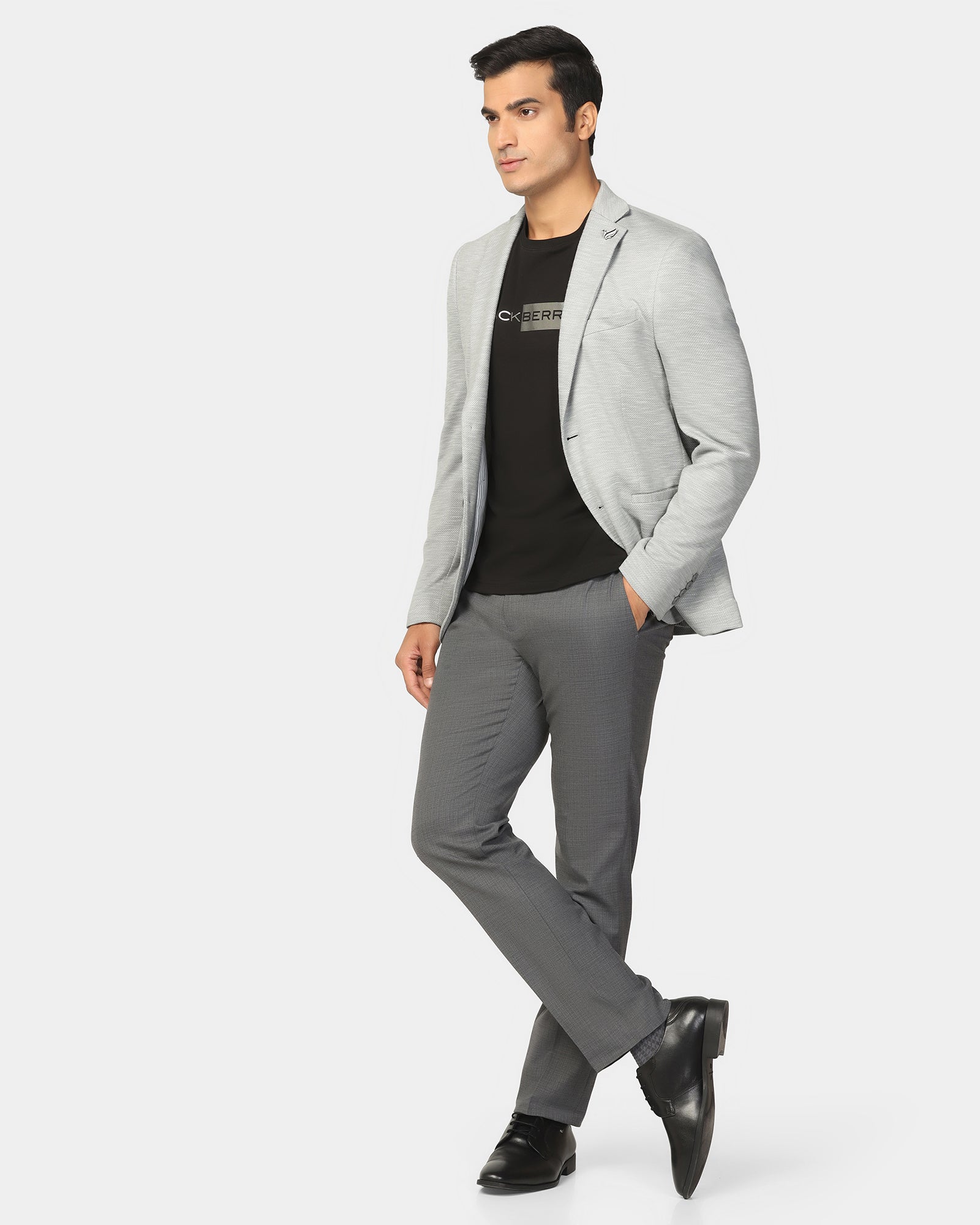 Formal Light Grey Textured Blazer - Jacobs