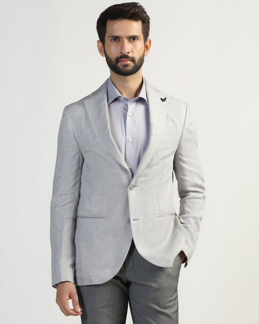 Linen Formal Light Grey Textured Blazer - Nero