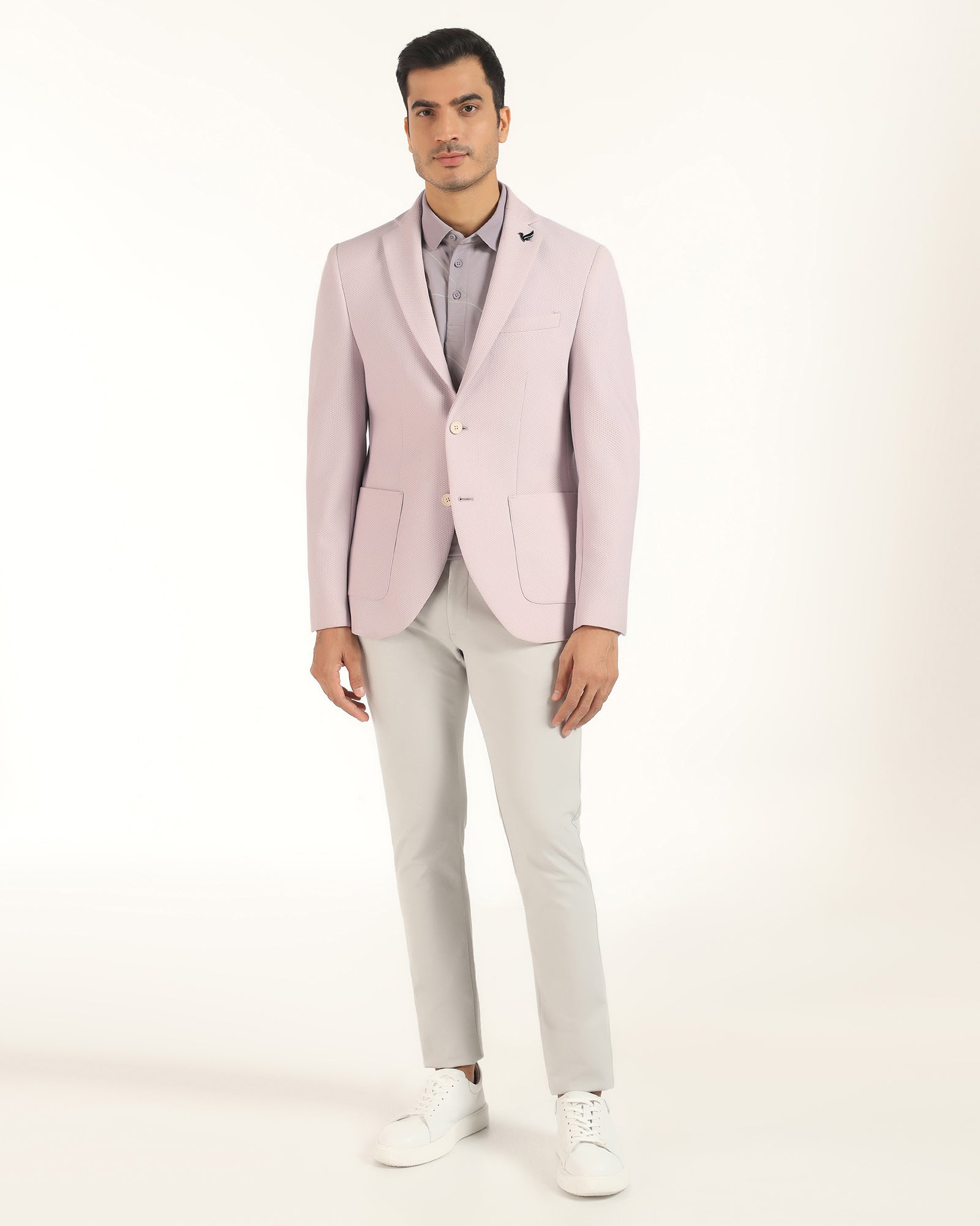 TechPro Formal Light Pink Textured Blazer - Renault