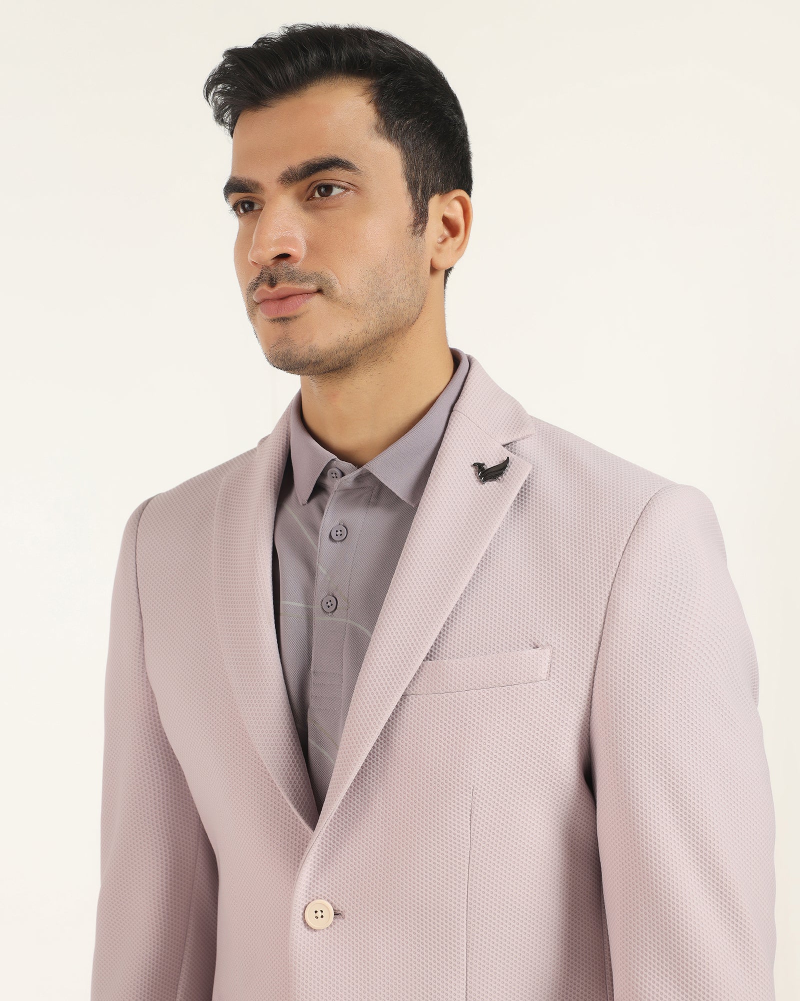 TechPro Formal Light Pink Textured Blazer - Renault