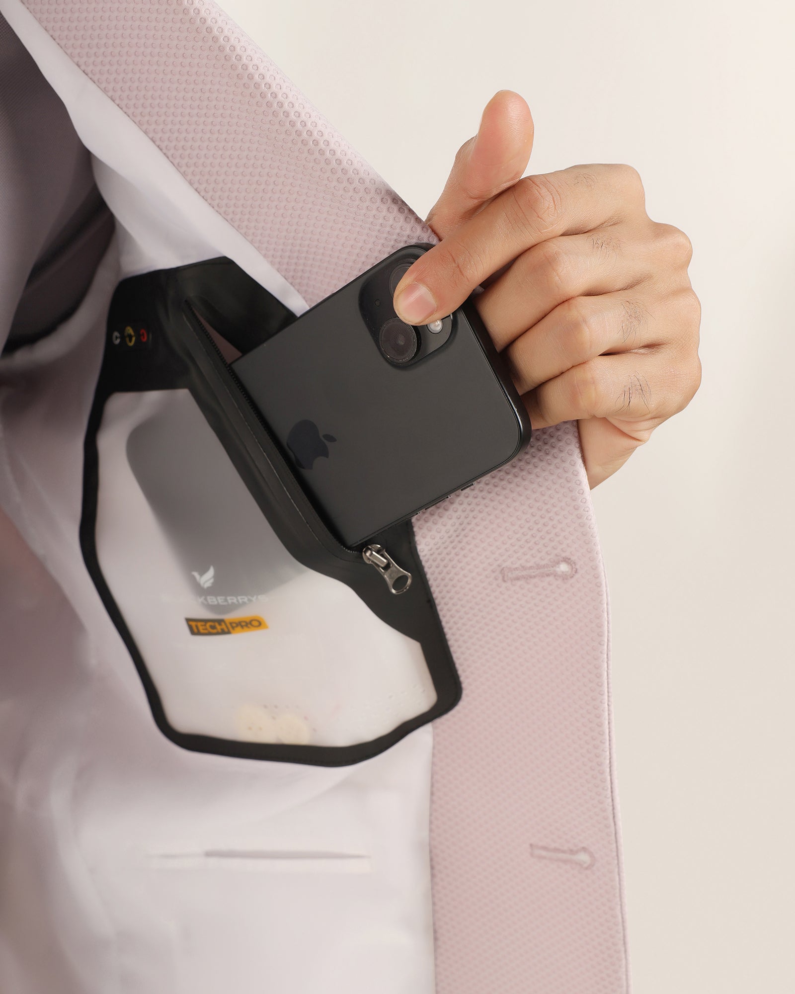 TechPro Formal Light Pink Textured Blazer - Renault