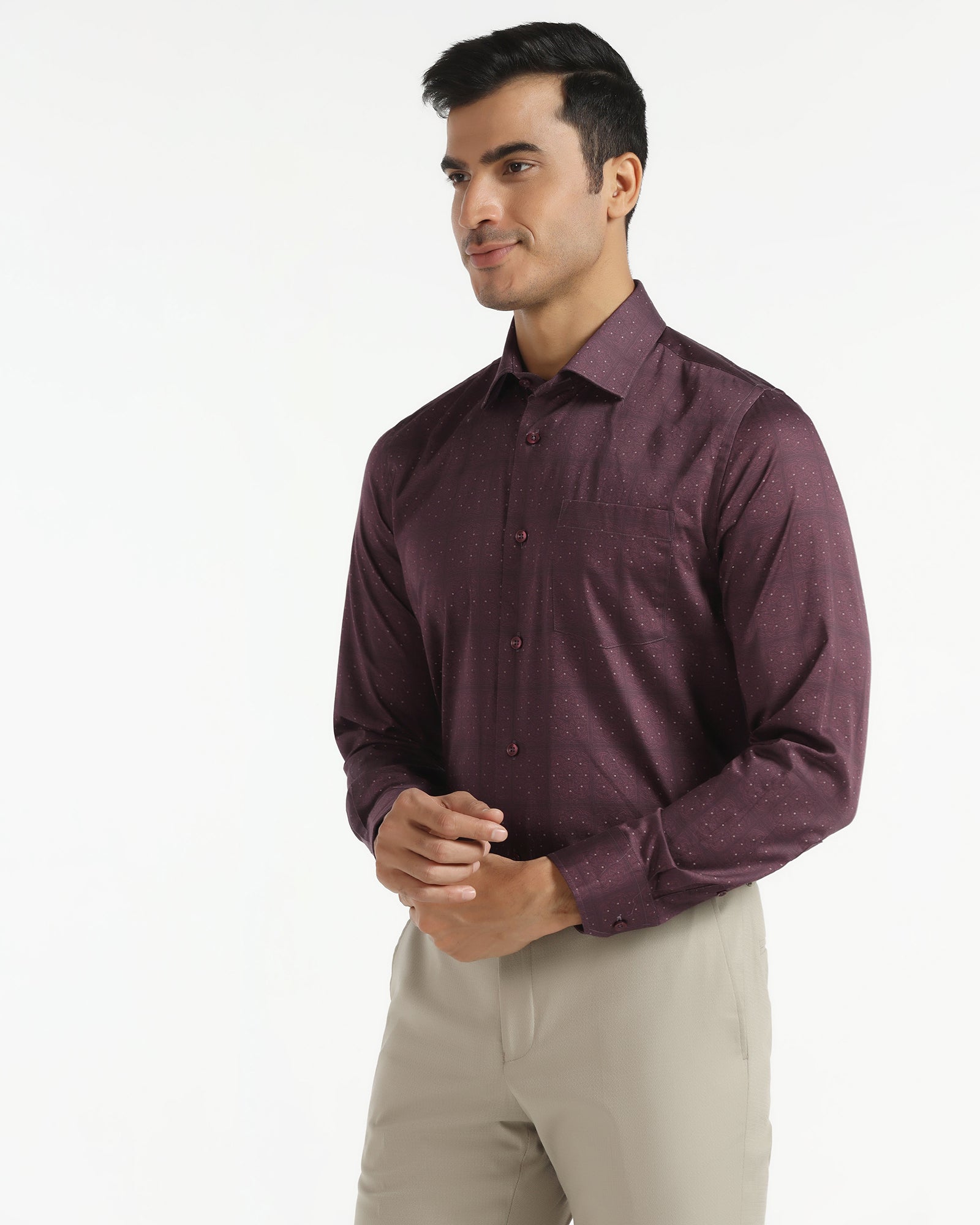 Formal Maroon Printed Shirt - Crust