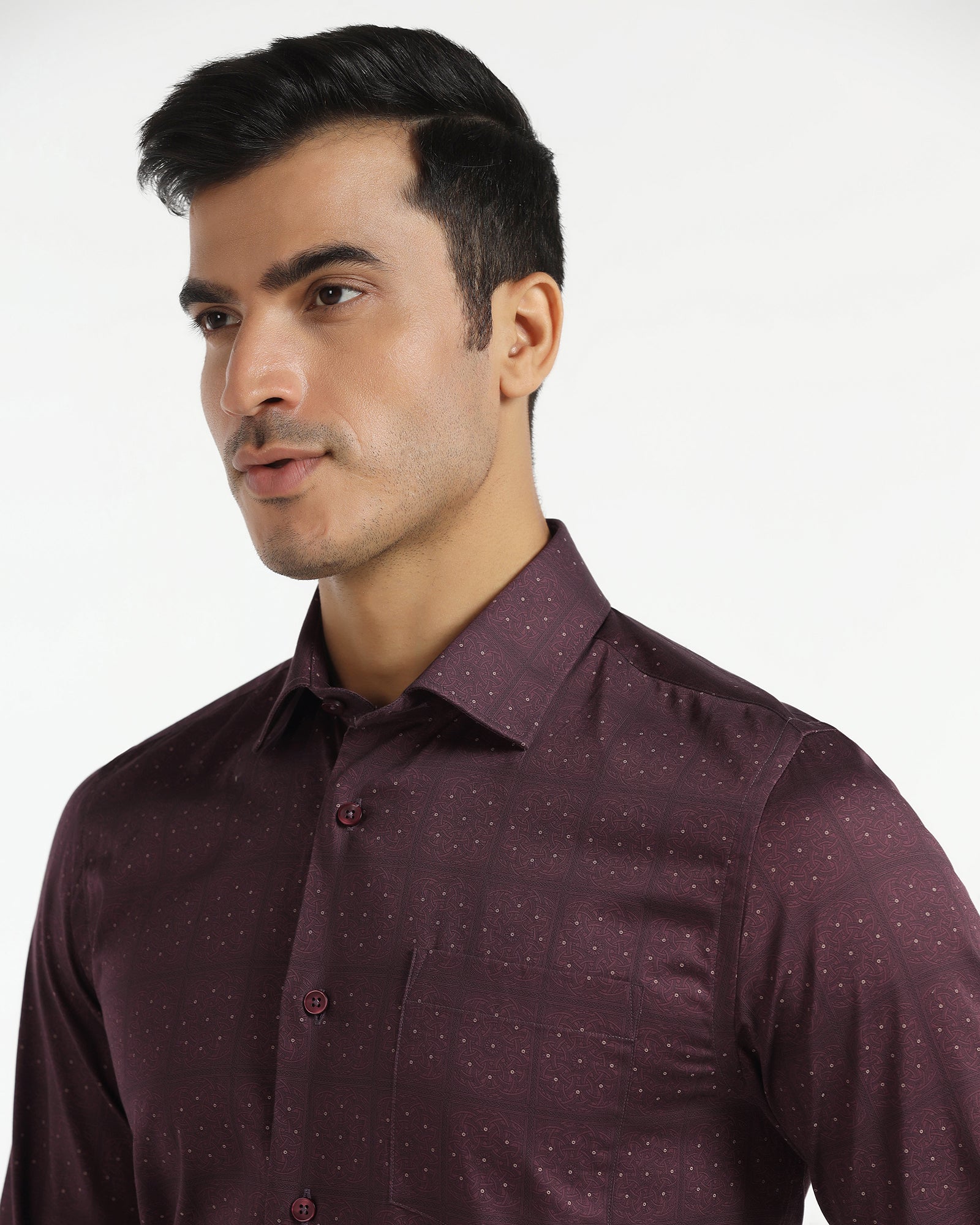 Formal Maroon Printed Shirt - Crust