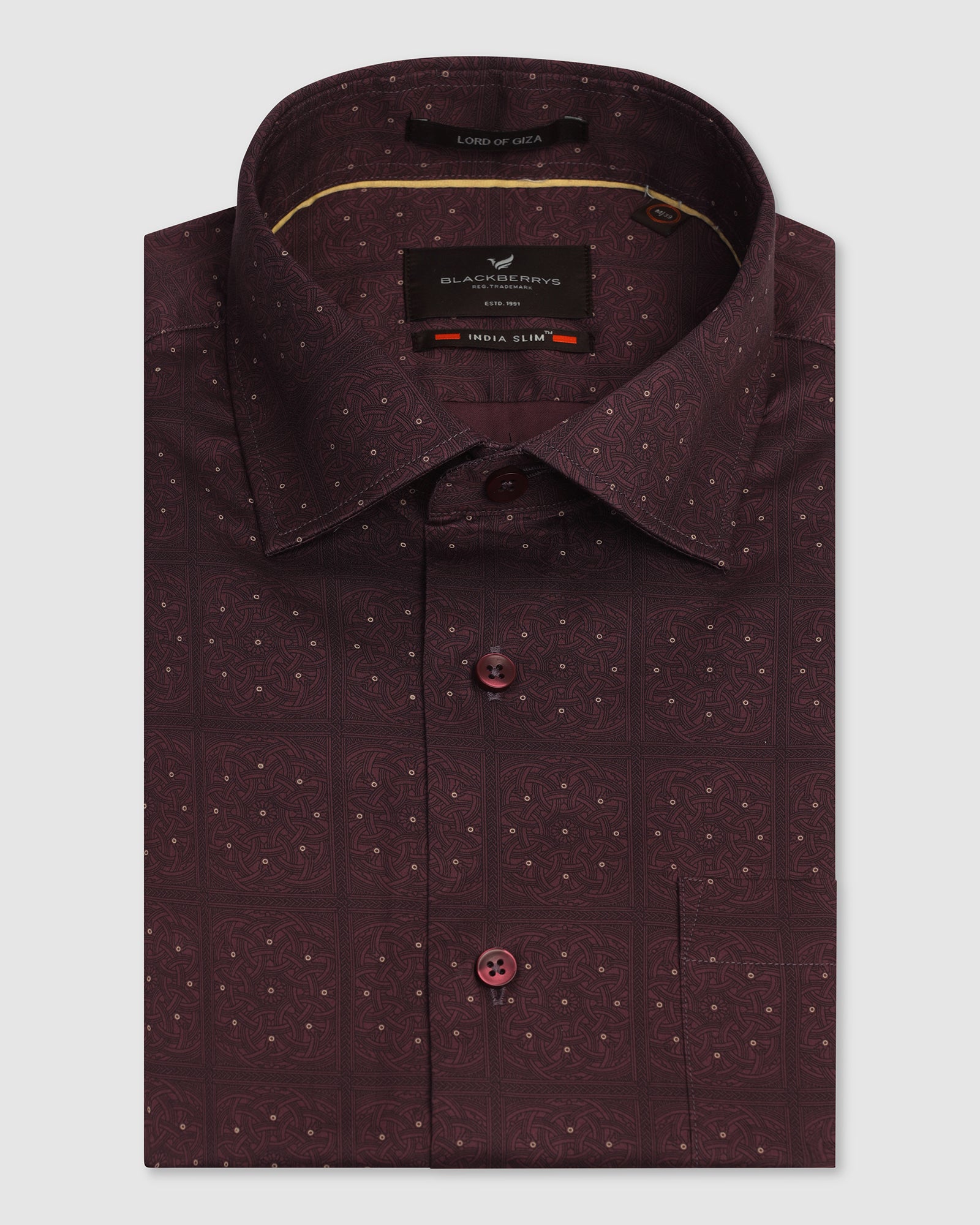 Formal Maroon Printed Shirt - Crust