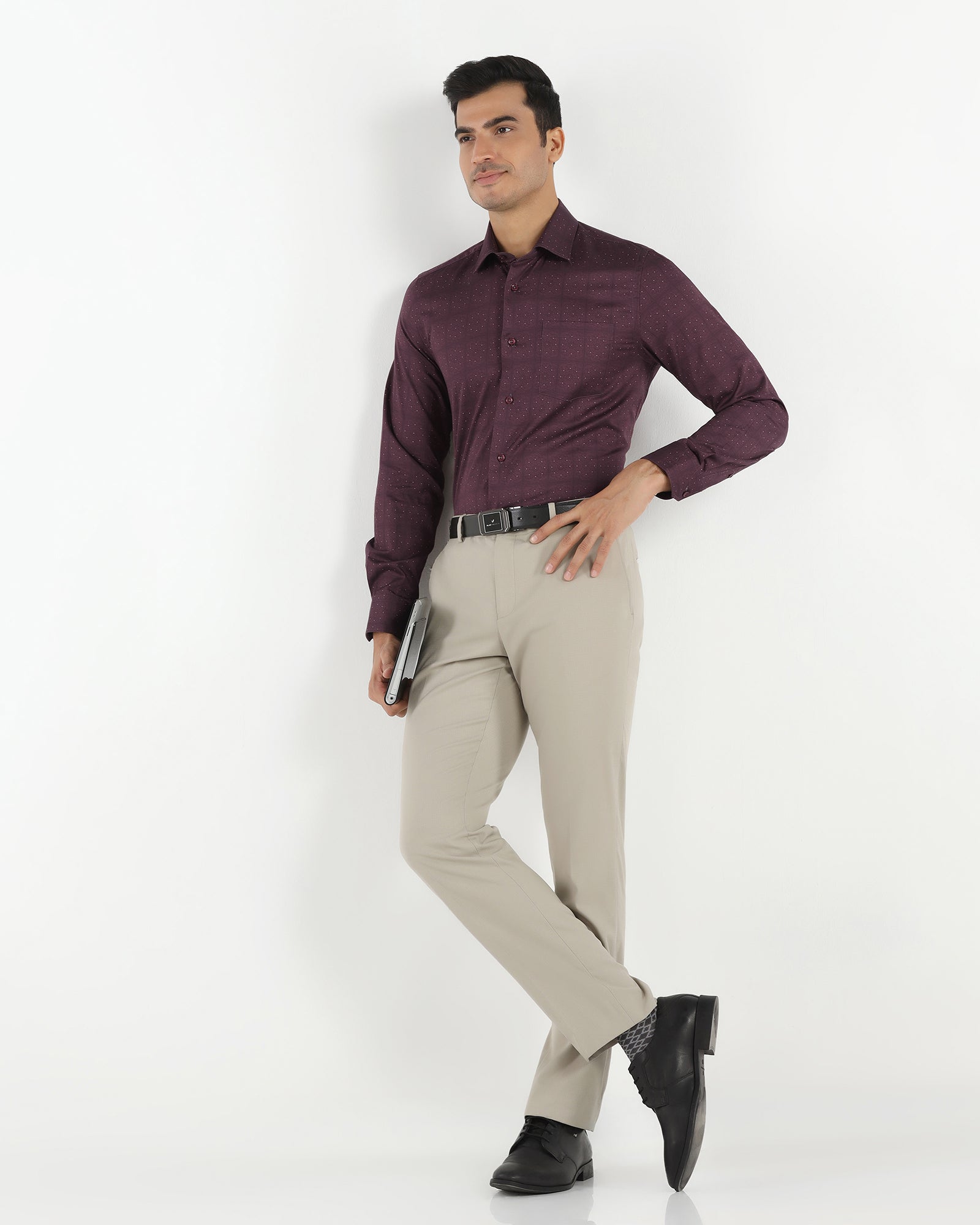 Formal Maroon Printed Shirt - Crust