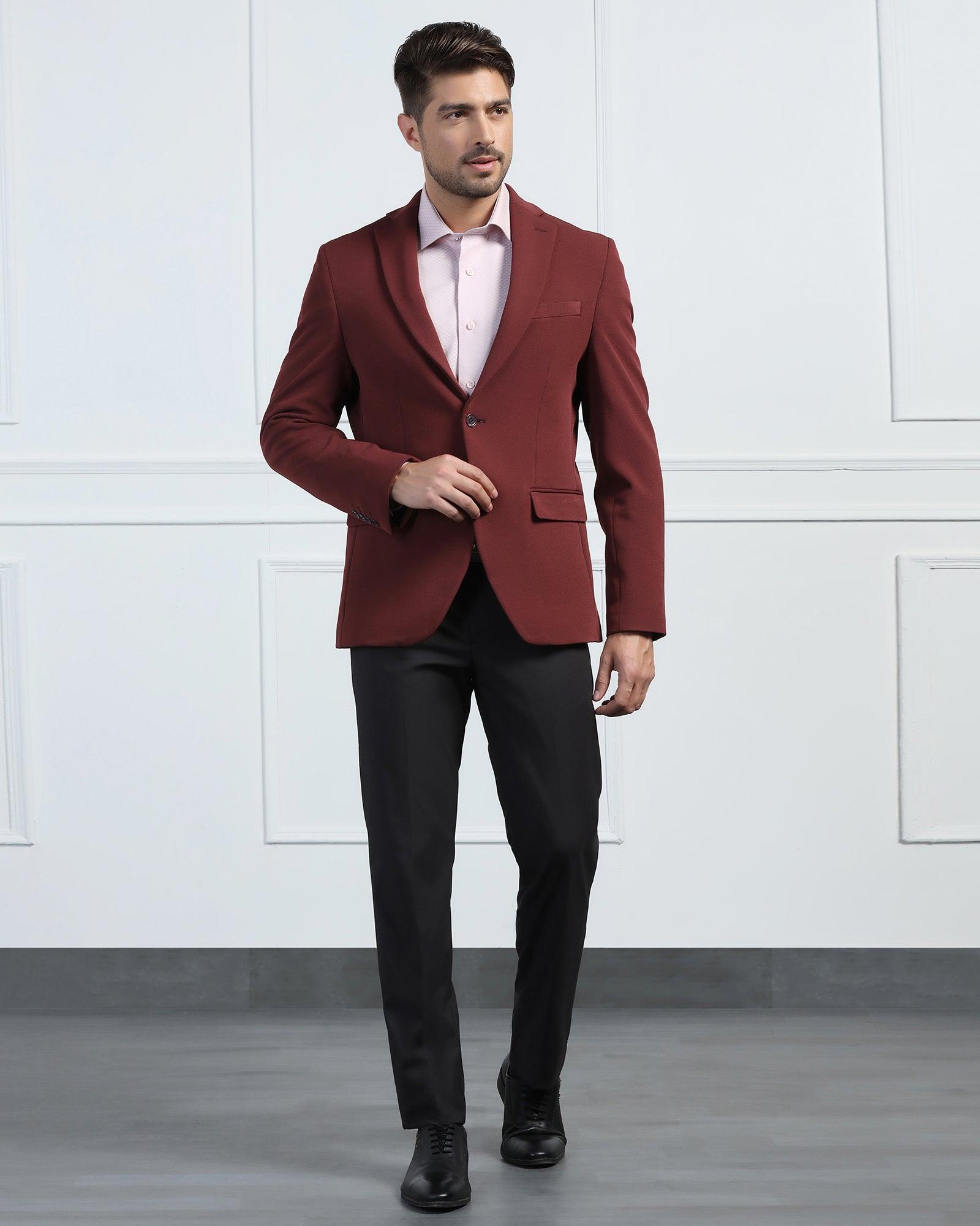 Formal Maroon Textured Blazer - Morris