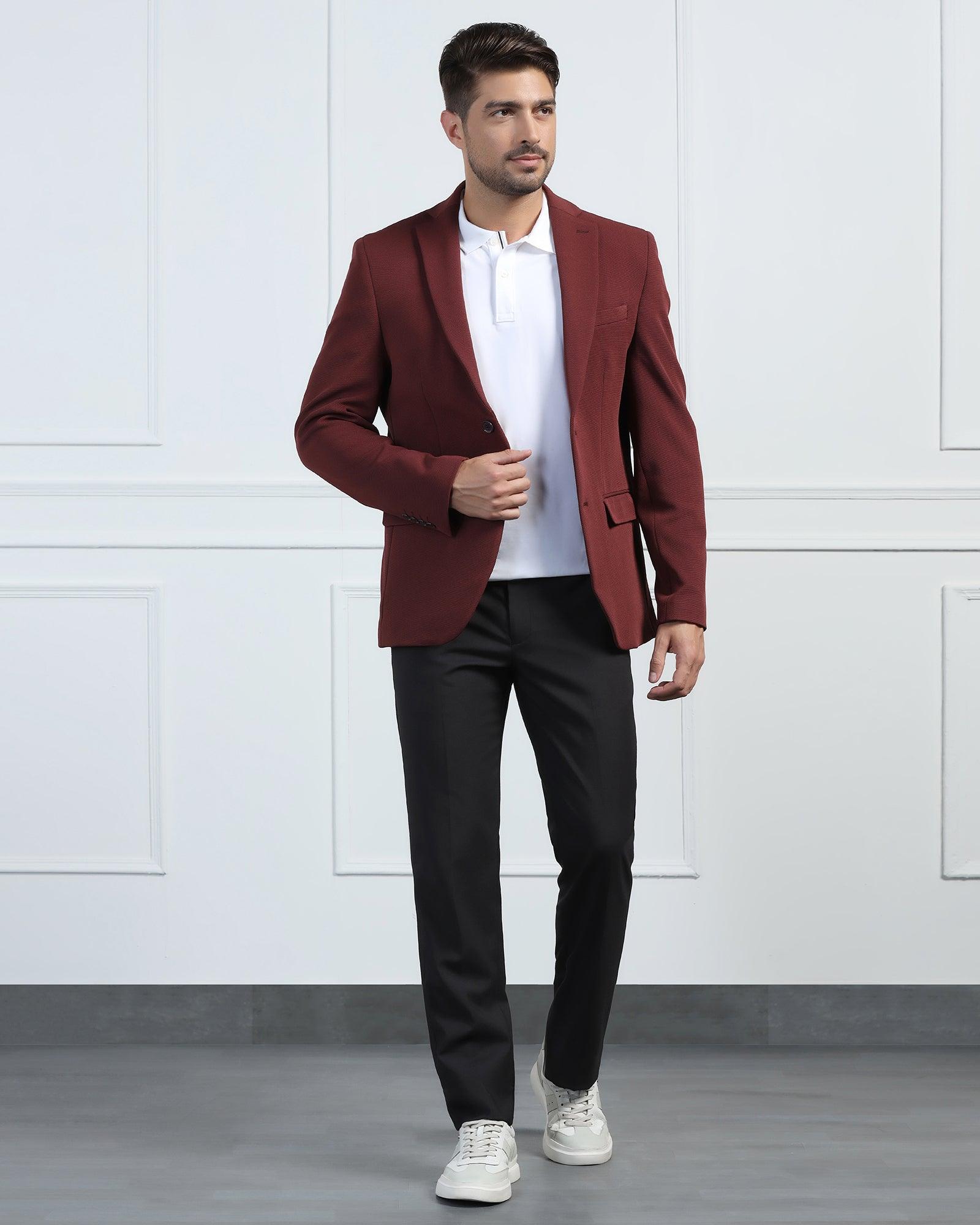 Formal Maroon Textured Blazer - Morris