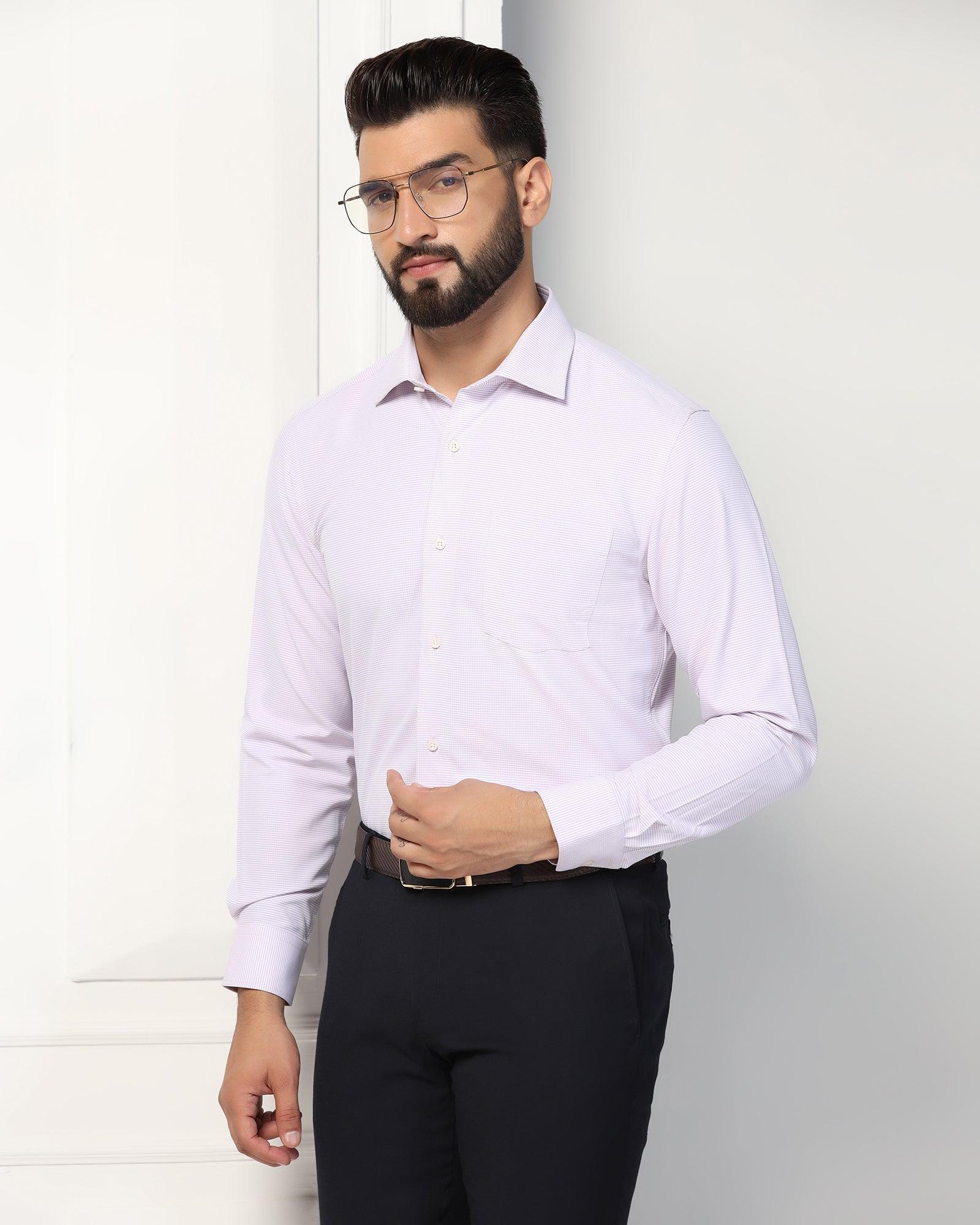 Non Iron Formal Mauve Textured Shirt - Matrix