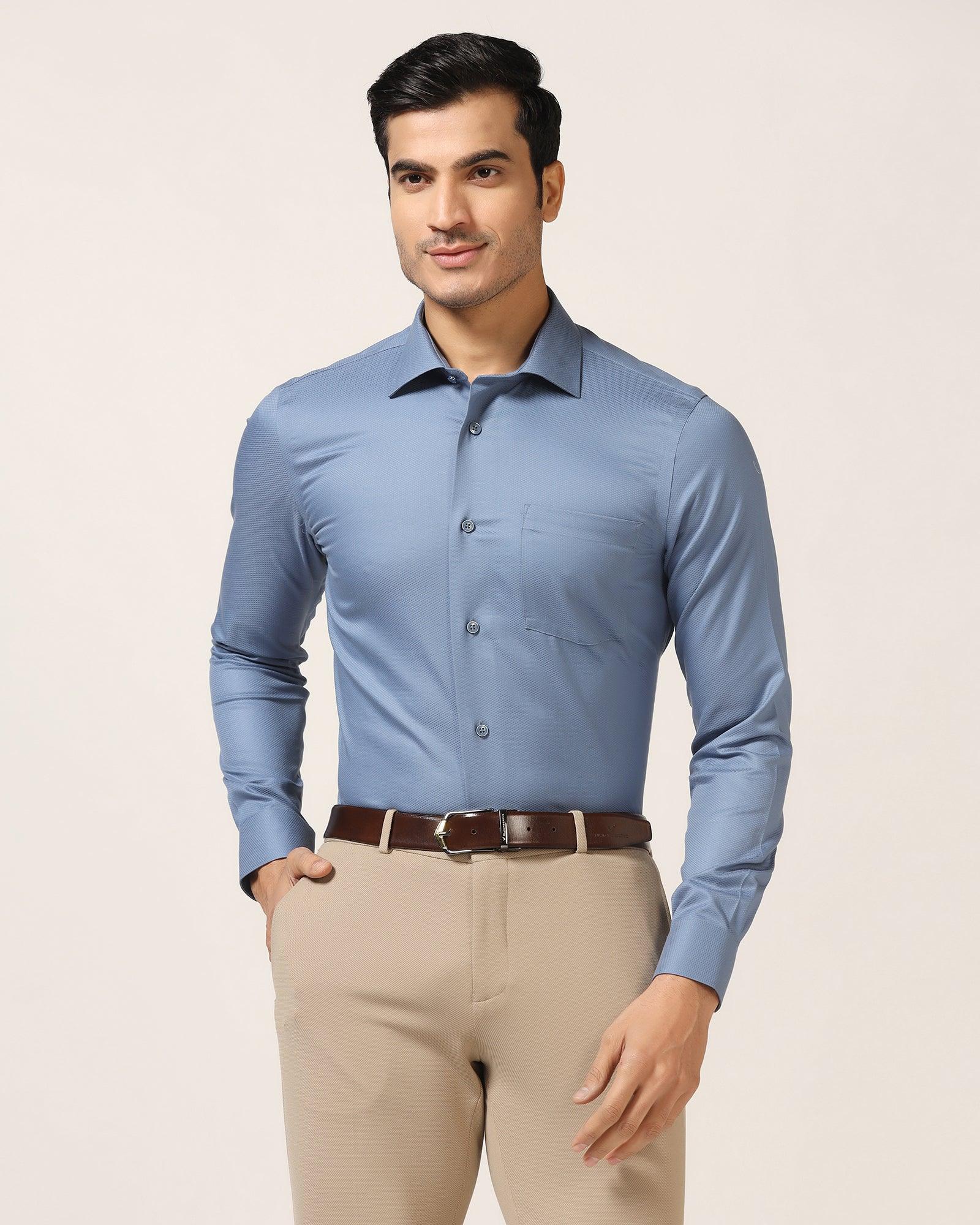 Formal Mid Blue Textured Shirt - DOFP31 - Blackberrys