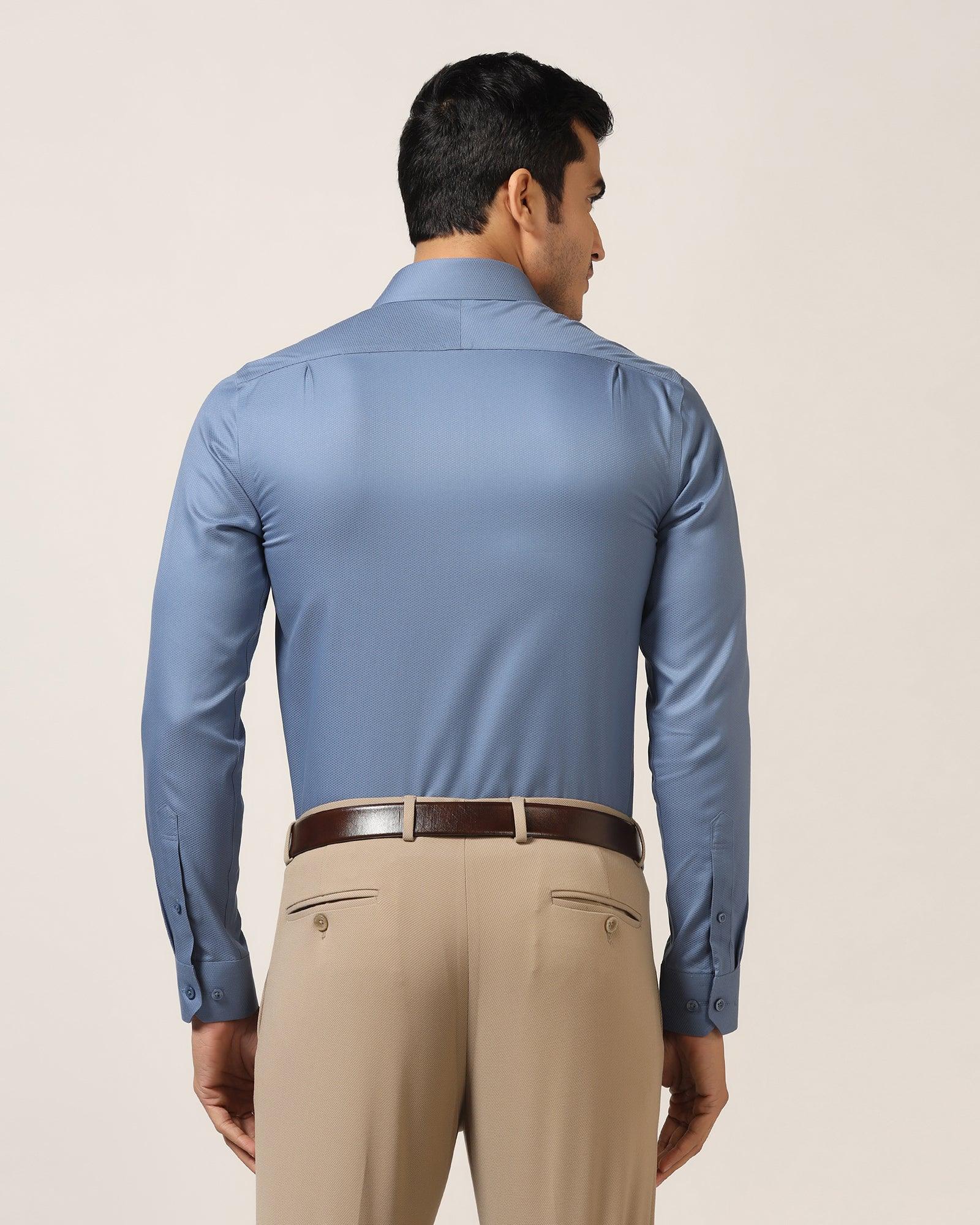 Formal Mid Blue Textured Shirt - DOFP31 - Blackberrys