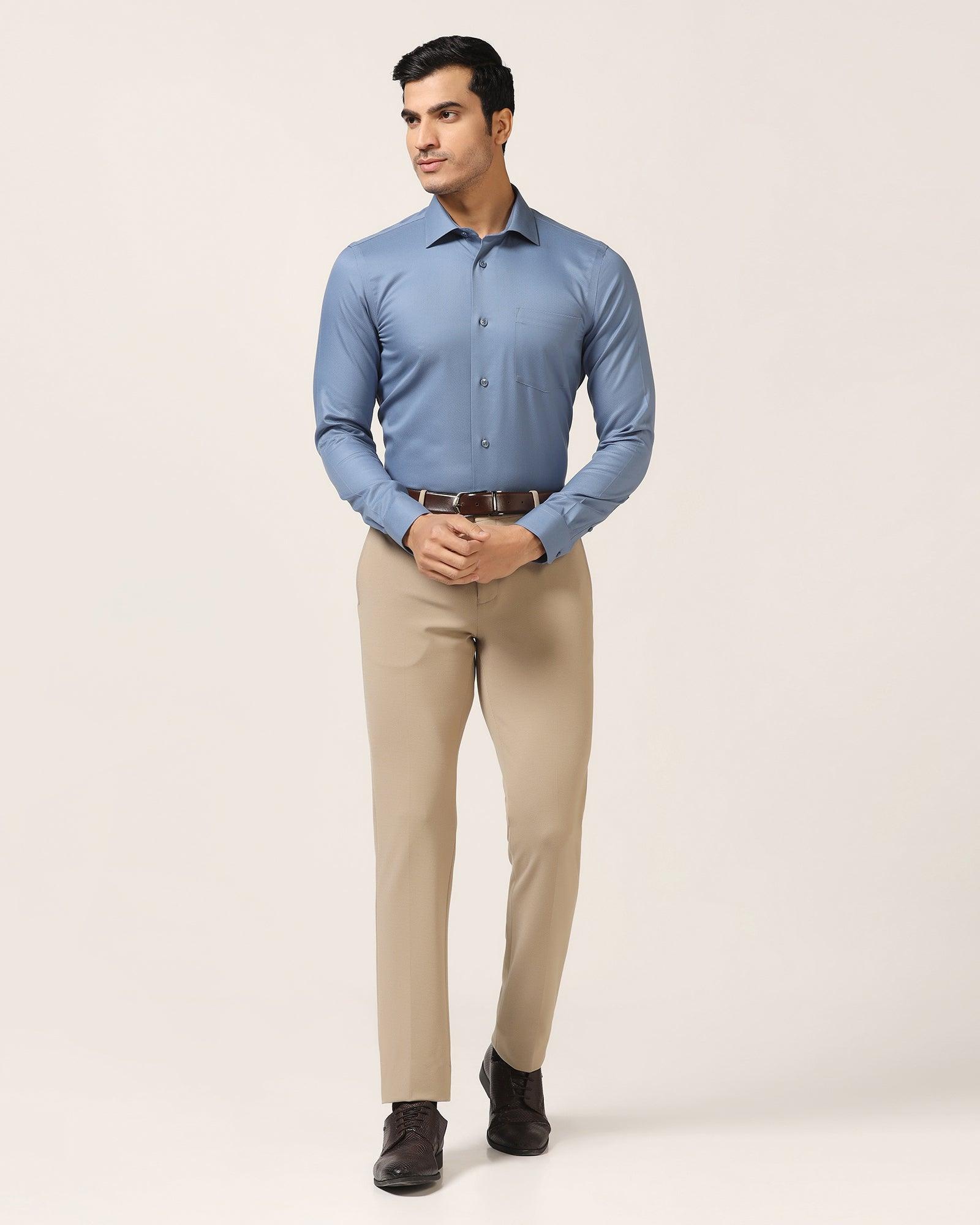 Formal Mid Blue Textured Shirt - DOFP31 - Blackberrys