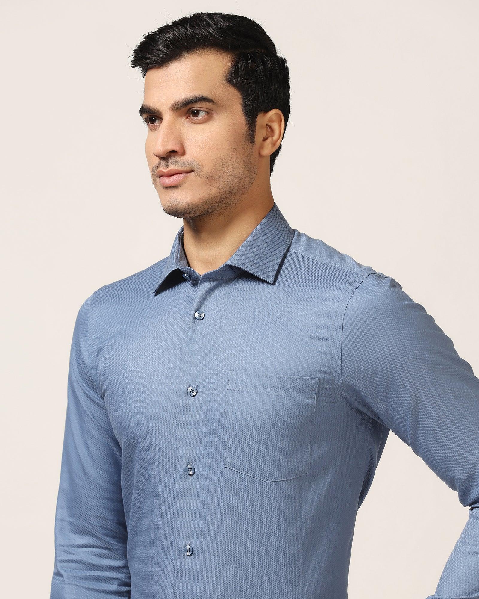 Formal Mid Blue Textured Shirt - DOFP31 - Blackberrys