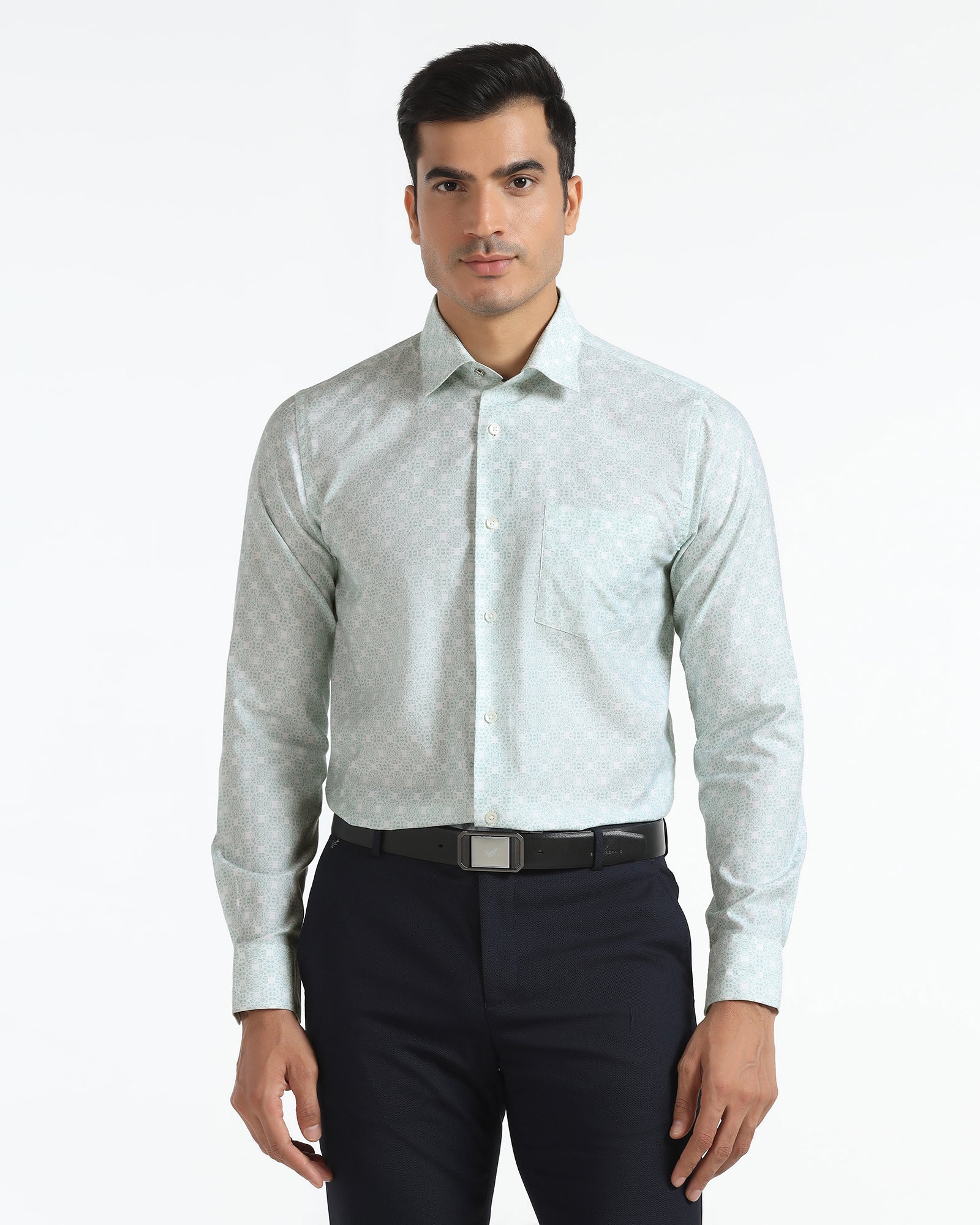 Formal Mint Printed Shirt - Drum