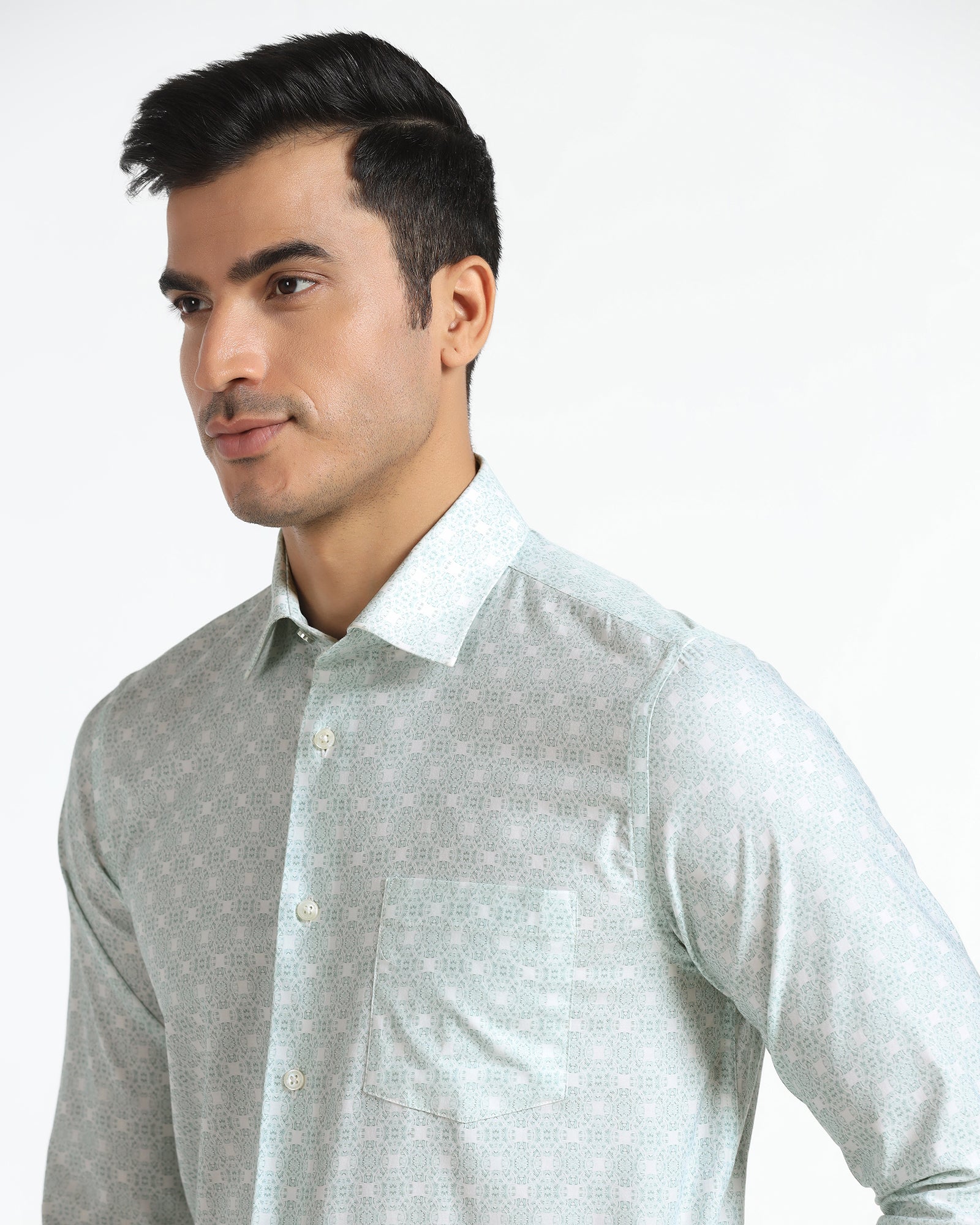 Formal Mint Printed Shirt - Drum