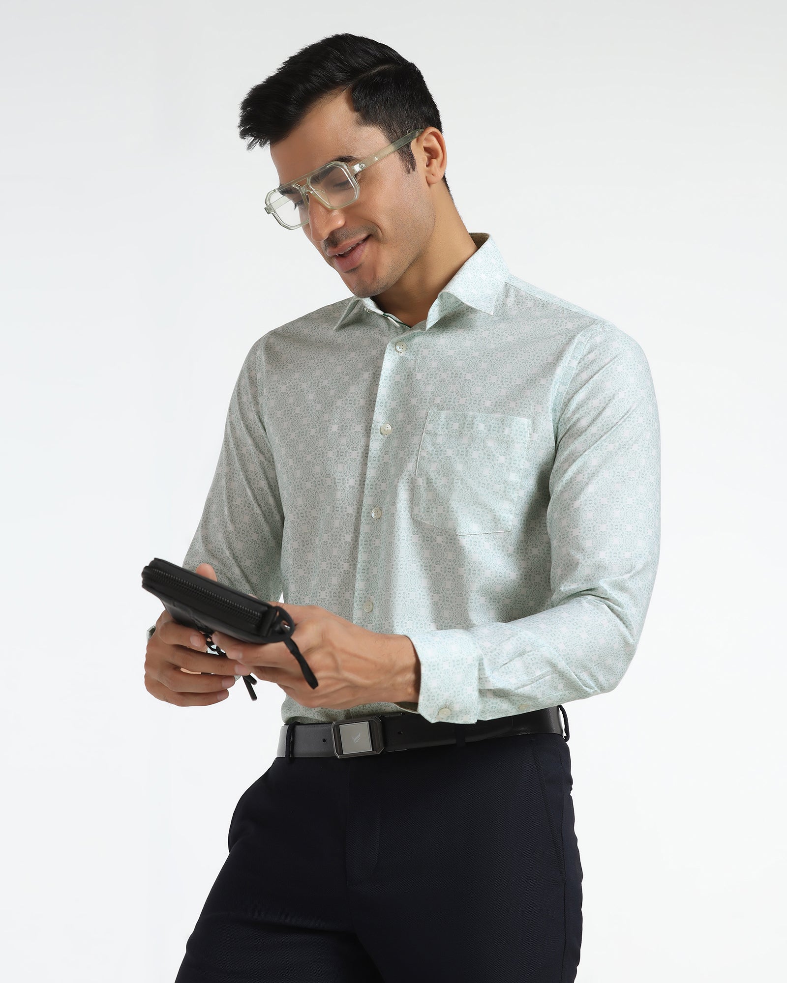 Formal Mint Printed Shirt - Drum
