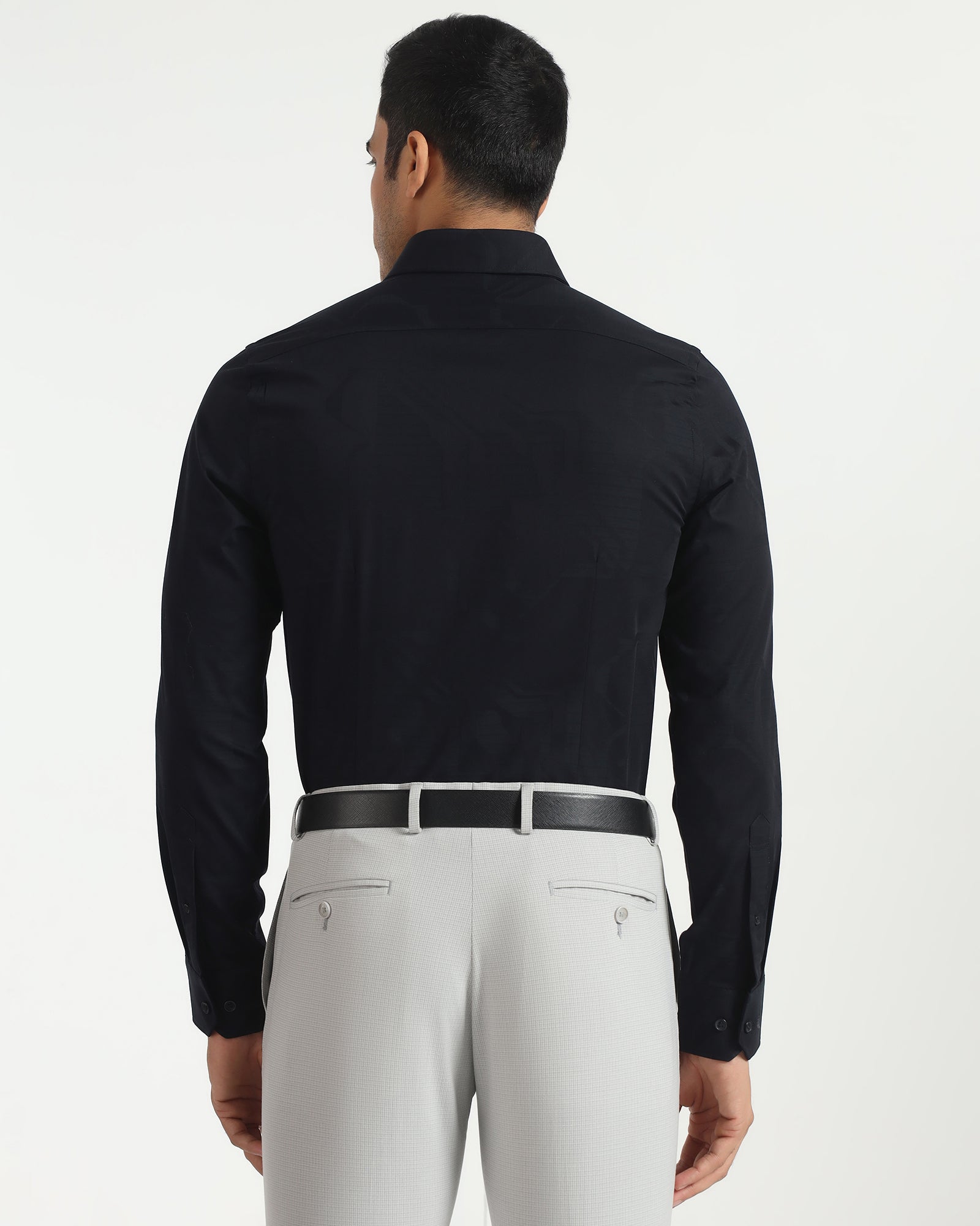 Formal Navy Jacquard Shirt - Rowan