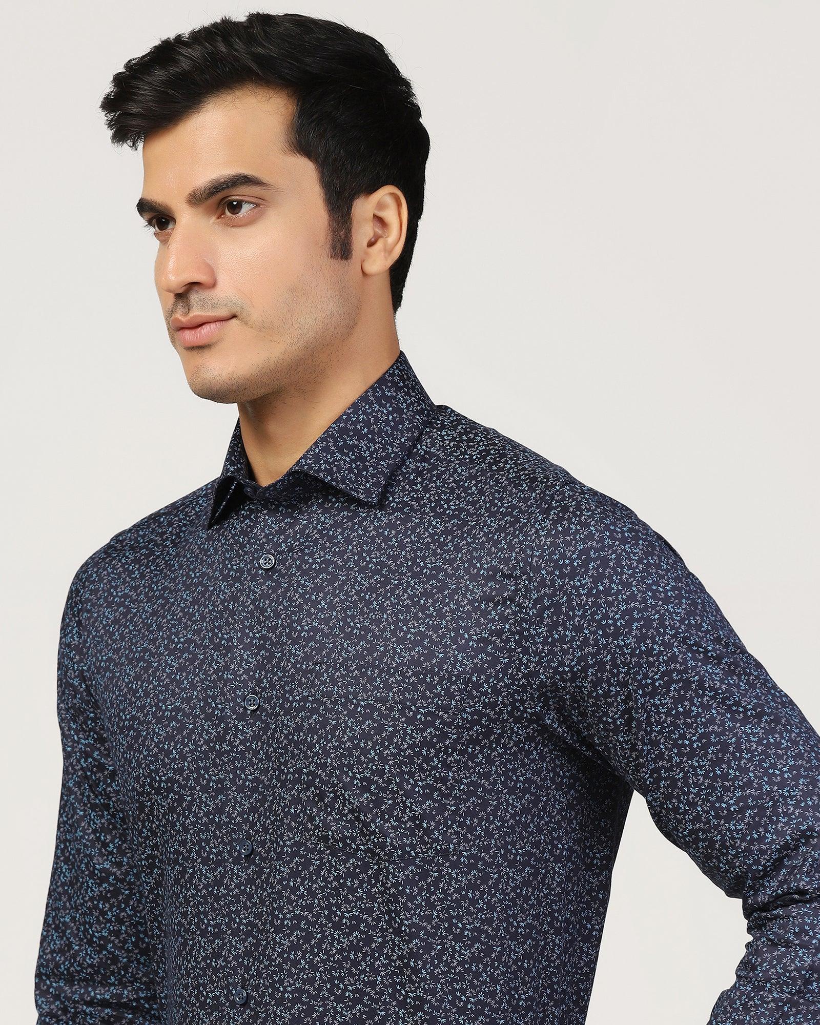 Formal Navy Printed Shirt - Govic - Blackberrys