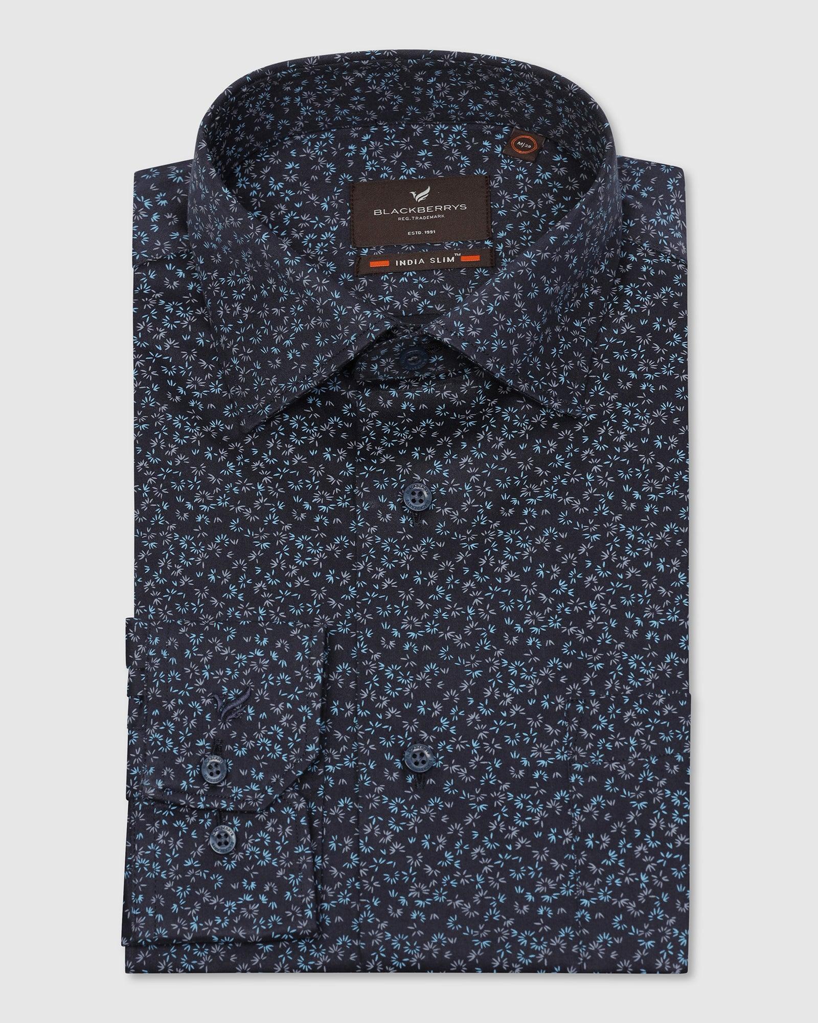 Formal Navy Printed Shirt - Govic - Blackberrys