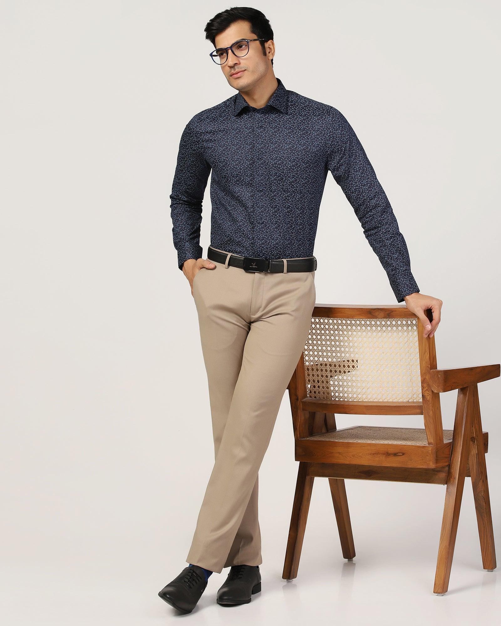 Formal Navy Printed Shirt - Govic - Blackberrys