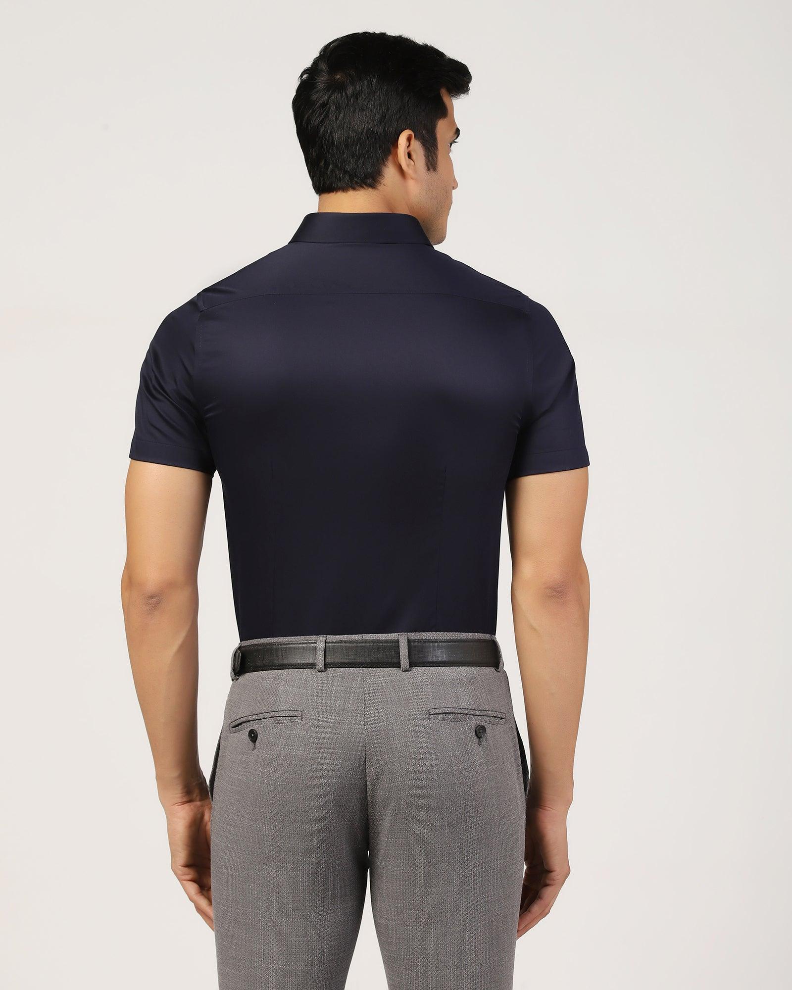 Formal Half Sleeve Navy Solid Shirt - Matiz - Blackberrys