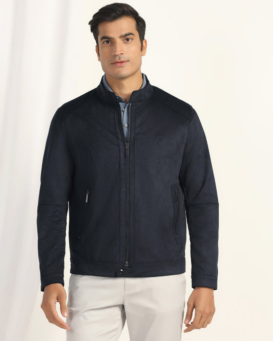 Formal Navy Solid Zipper Jacket - Gosling