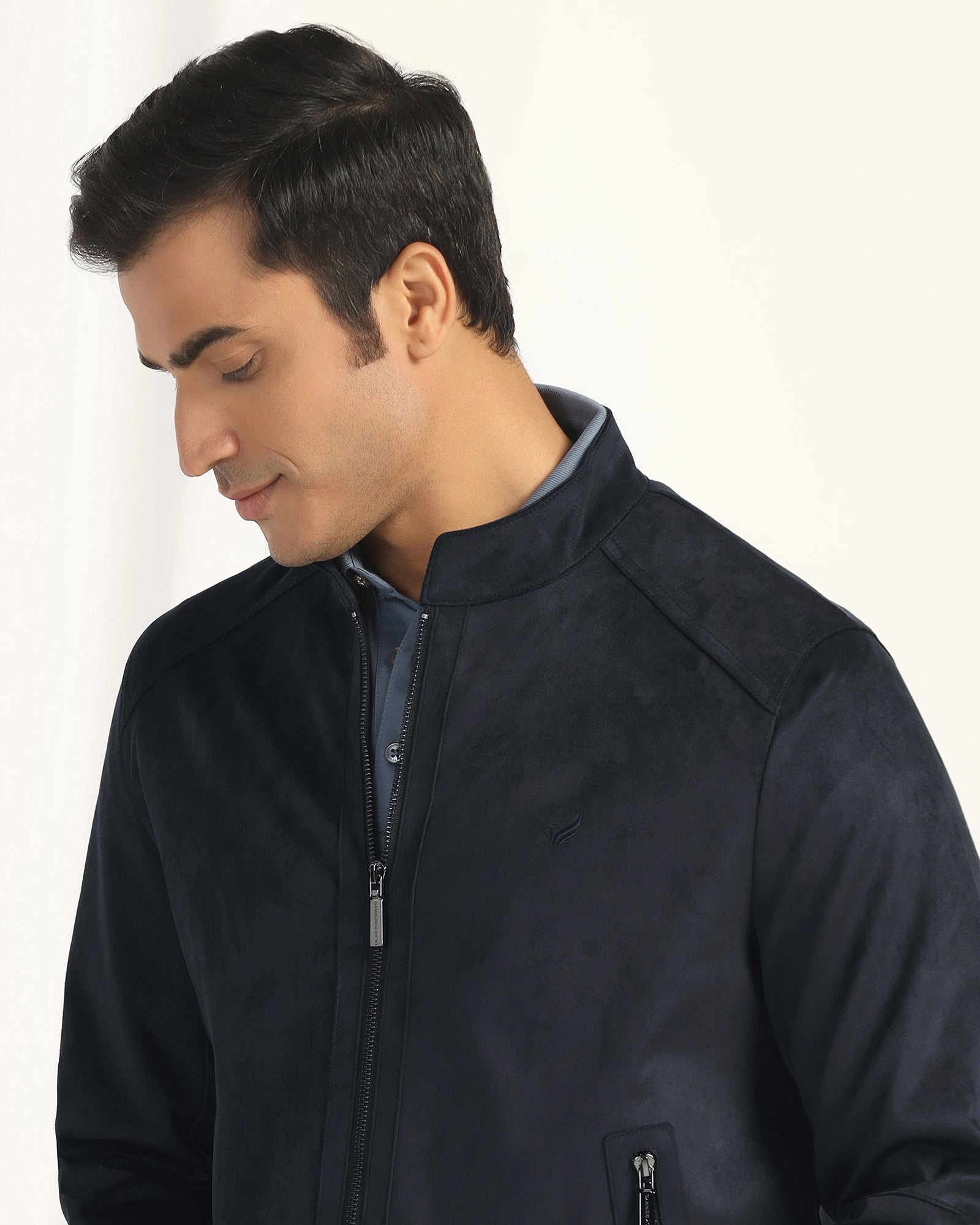 Formal Navy Solid Zipper Jacket - Gosling