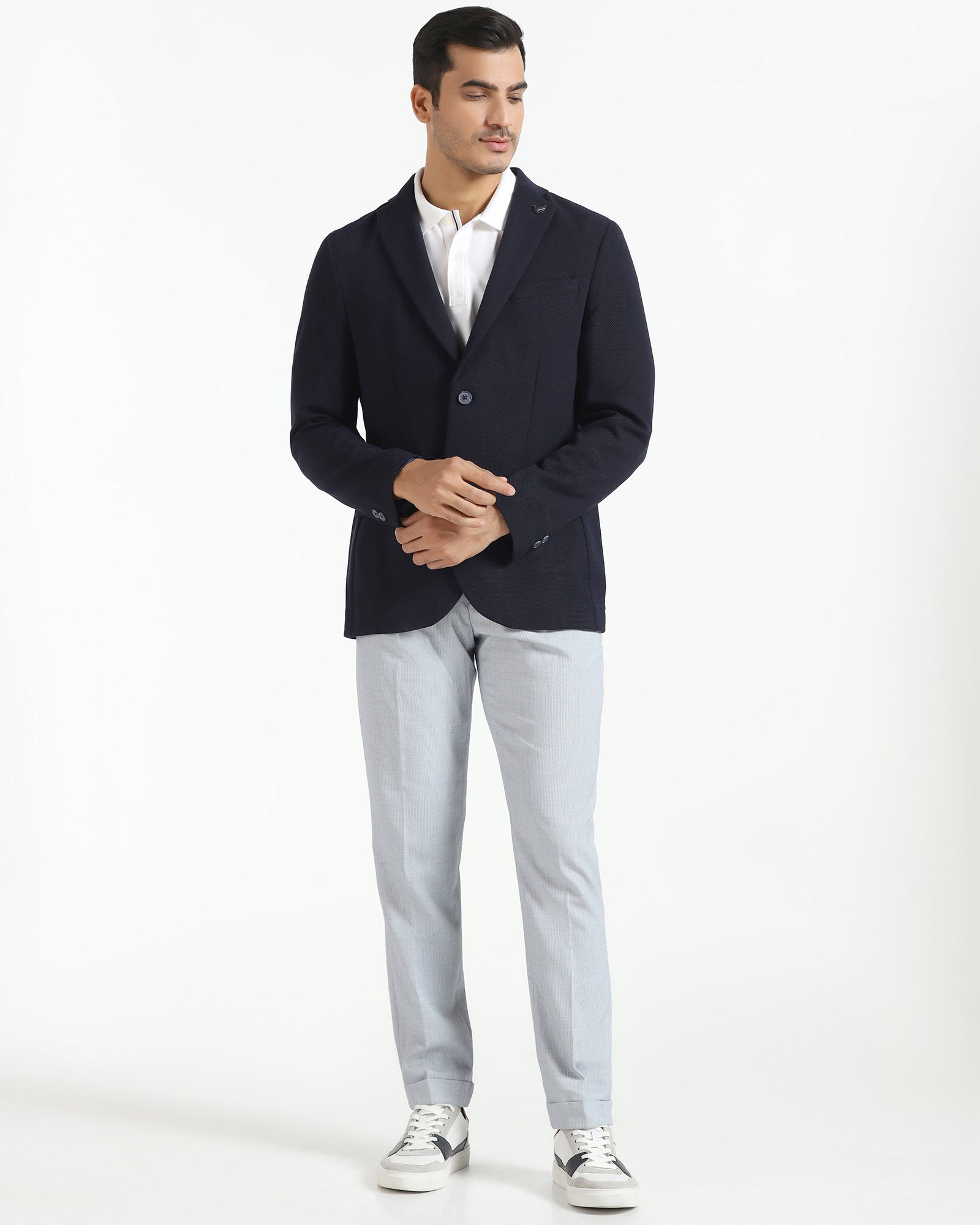 Formal Navy Textured Blazer - Caron