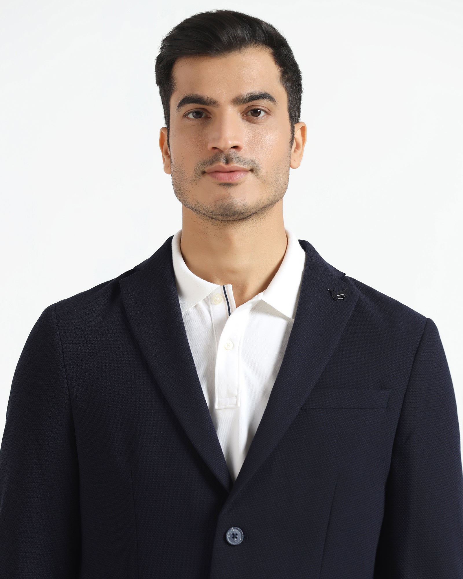 Formal Navy Textured Blazer - Caron