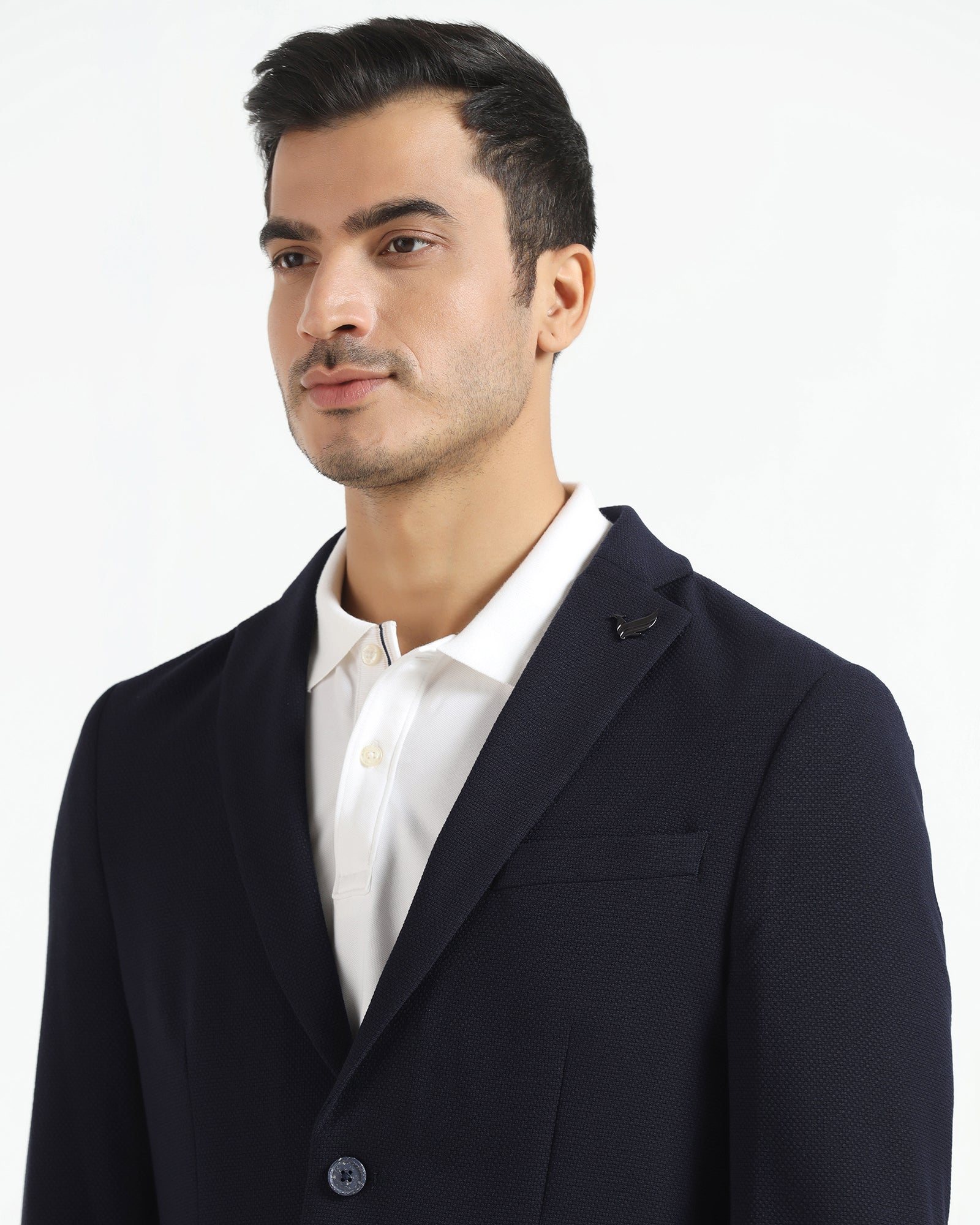 Formal Navy Textured Blazer - Caron