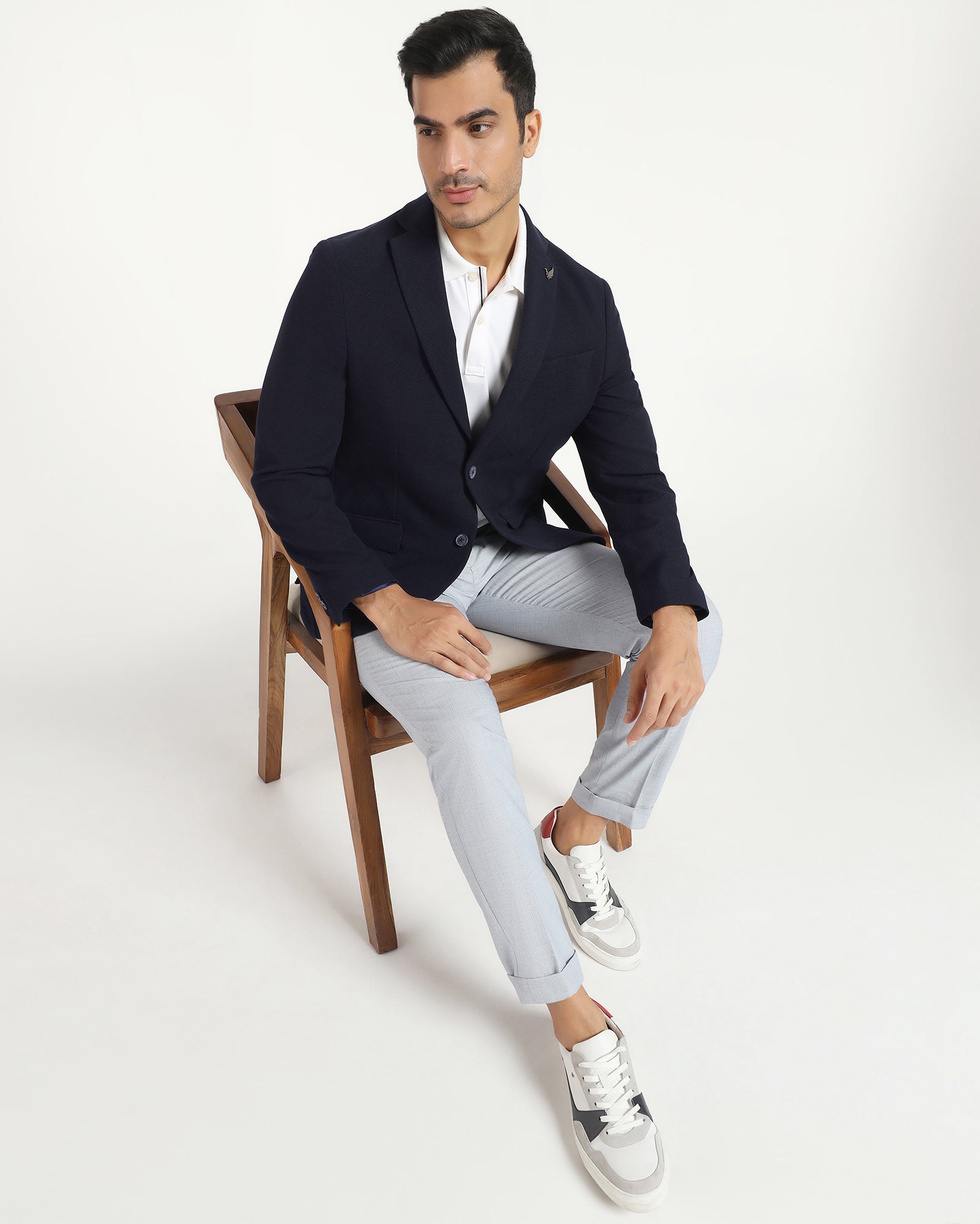 Formal Navy Textured Blazer - Caron