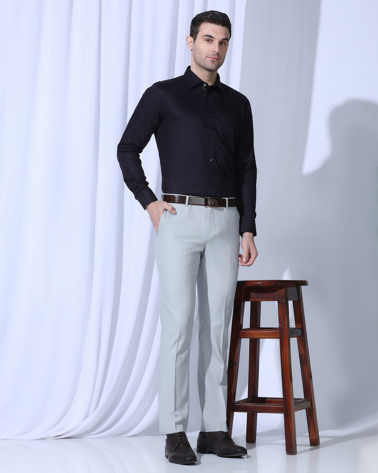 Formal Navy Textured Shirt - Shark