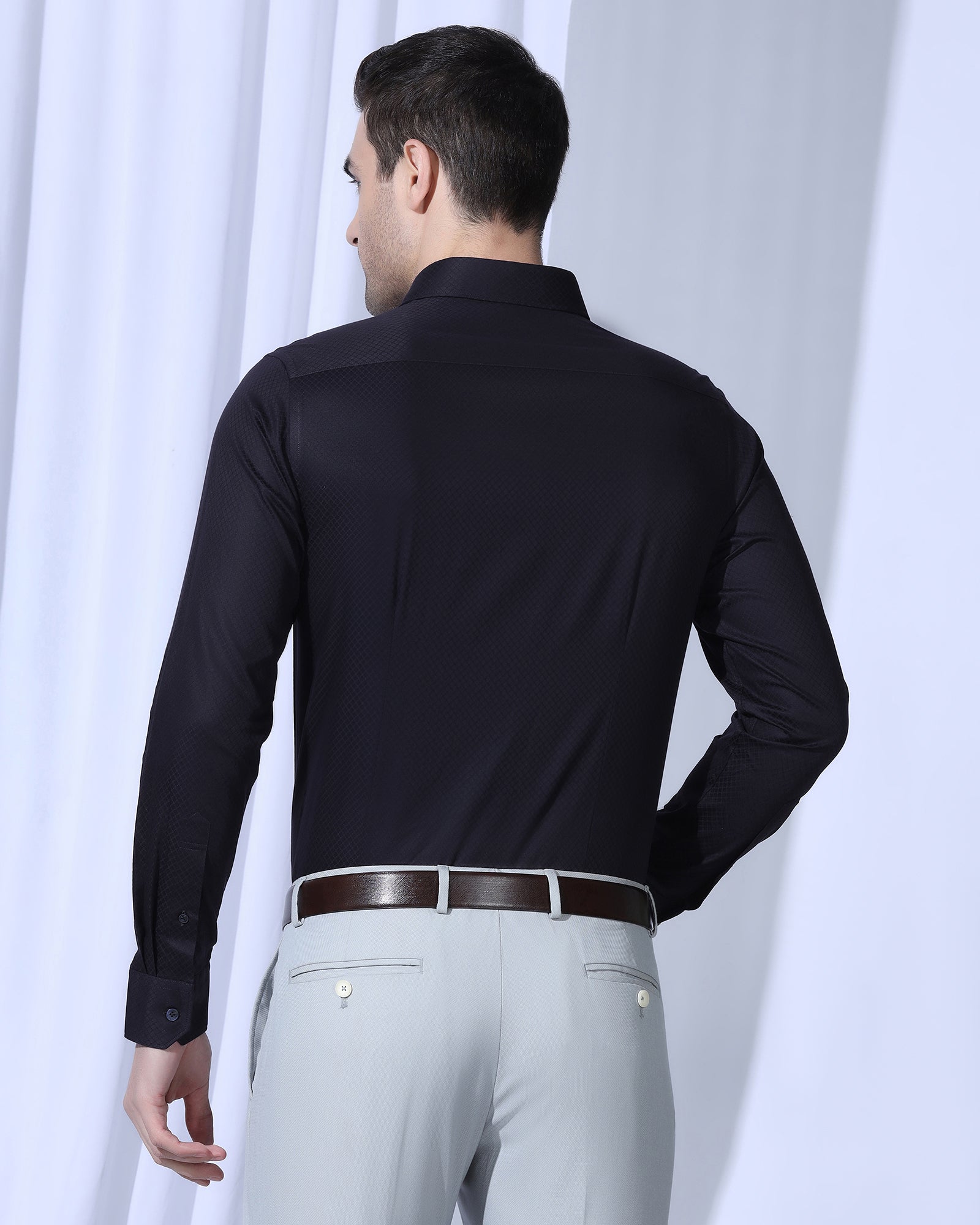 Formal Navy Textured Shirt - Shark