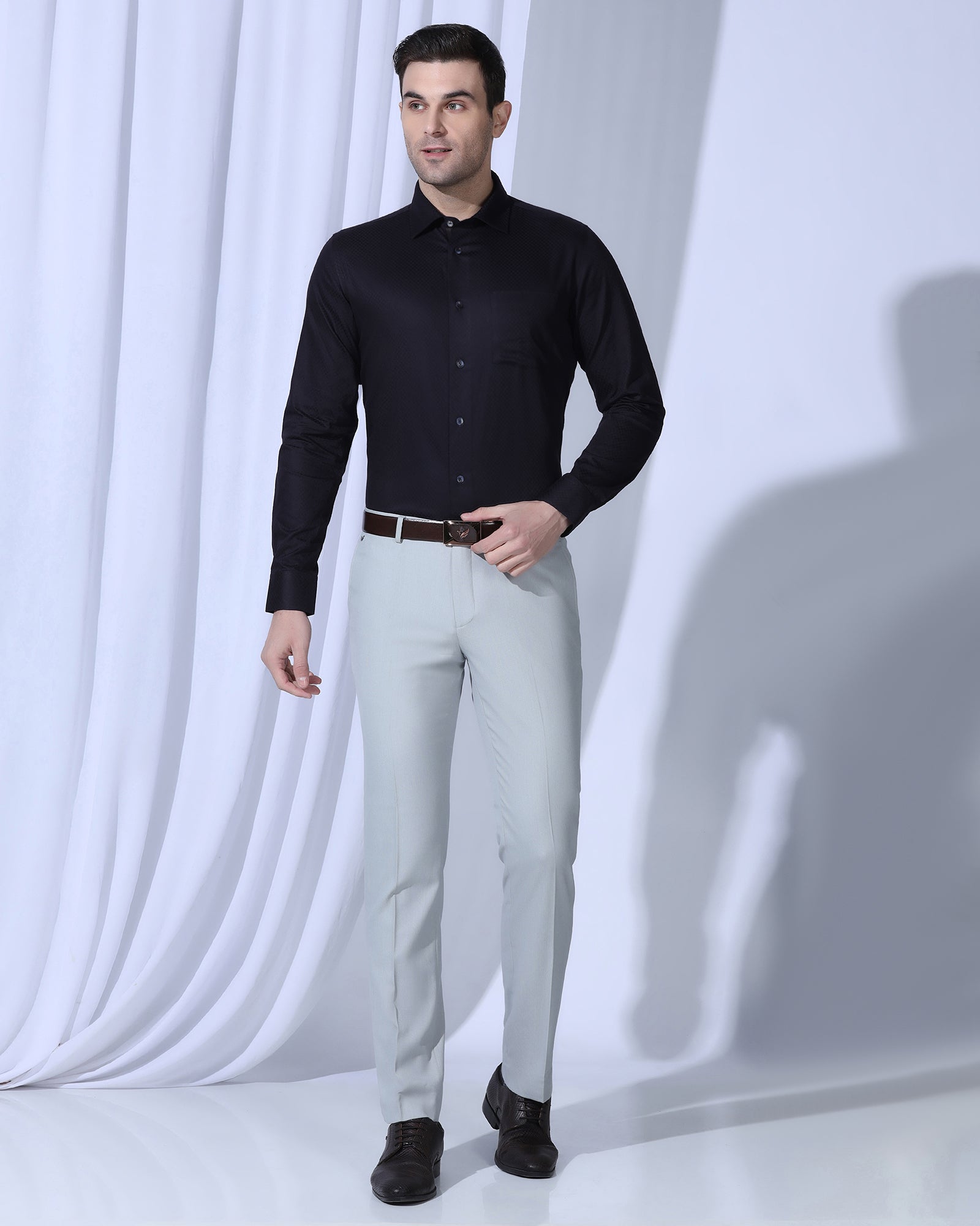 Formal Navy Textured Shirt - Shark