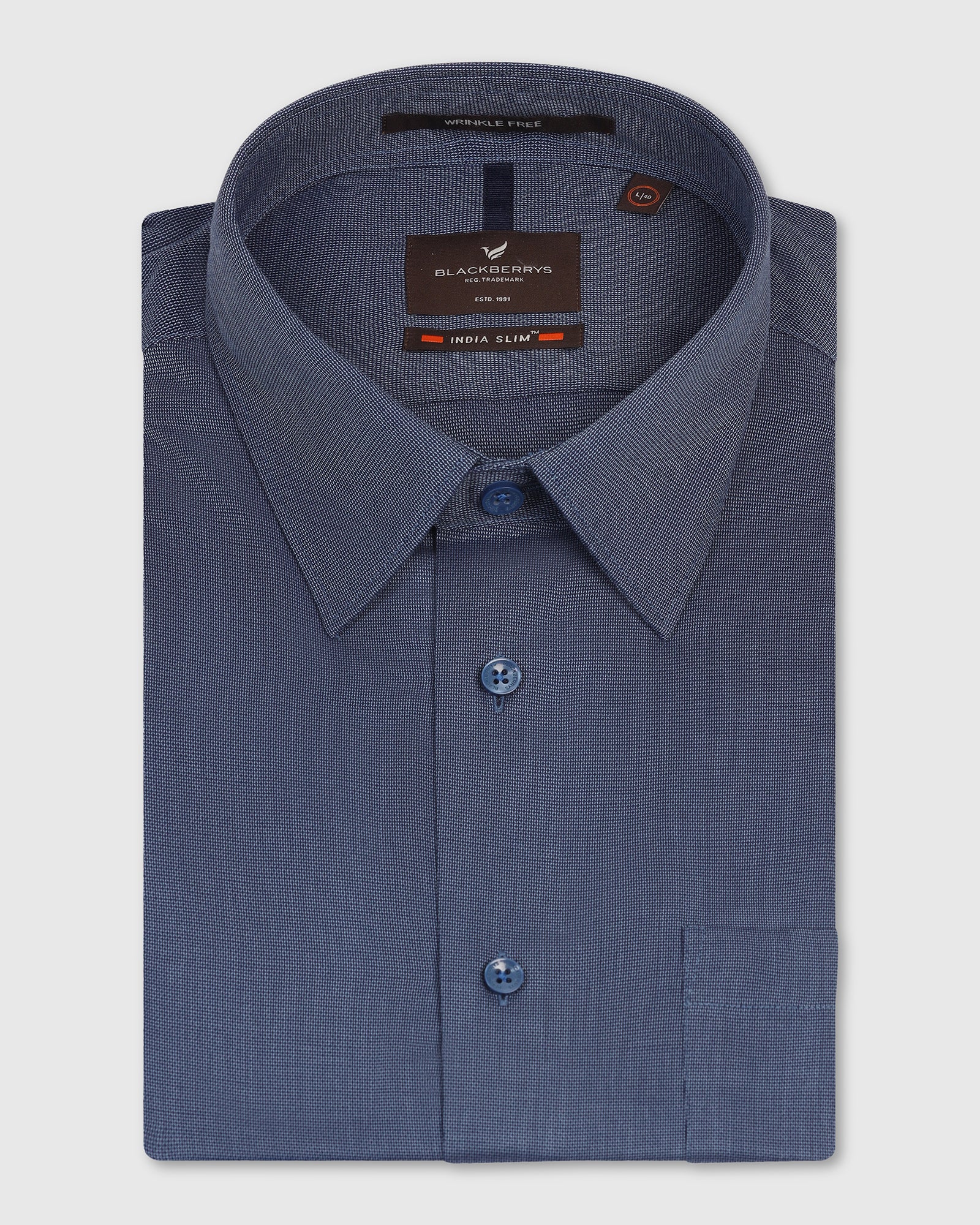 Non Iron Formal Navy Textured Shirt - Vlog